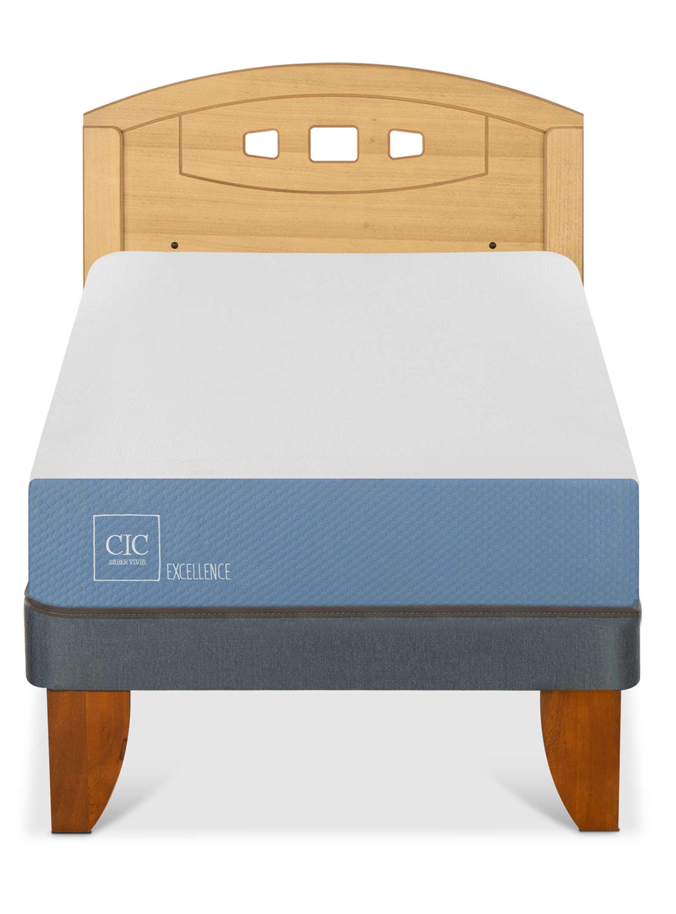 Cama Europea Excellence 1 Plaza + Respaldo Gales Mostaza-2