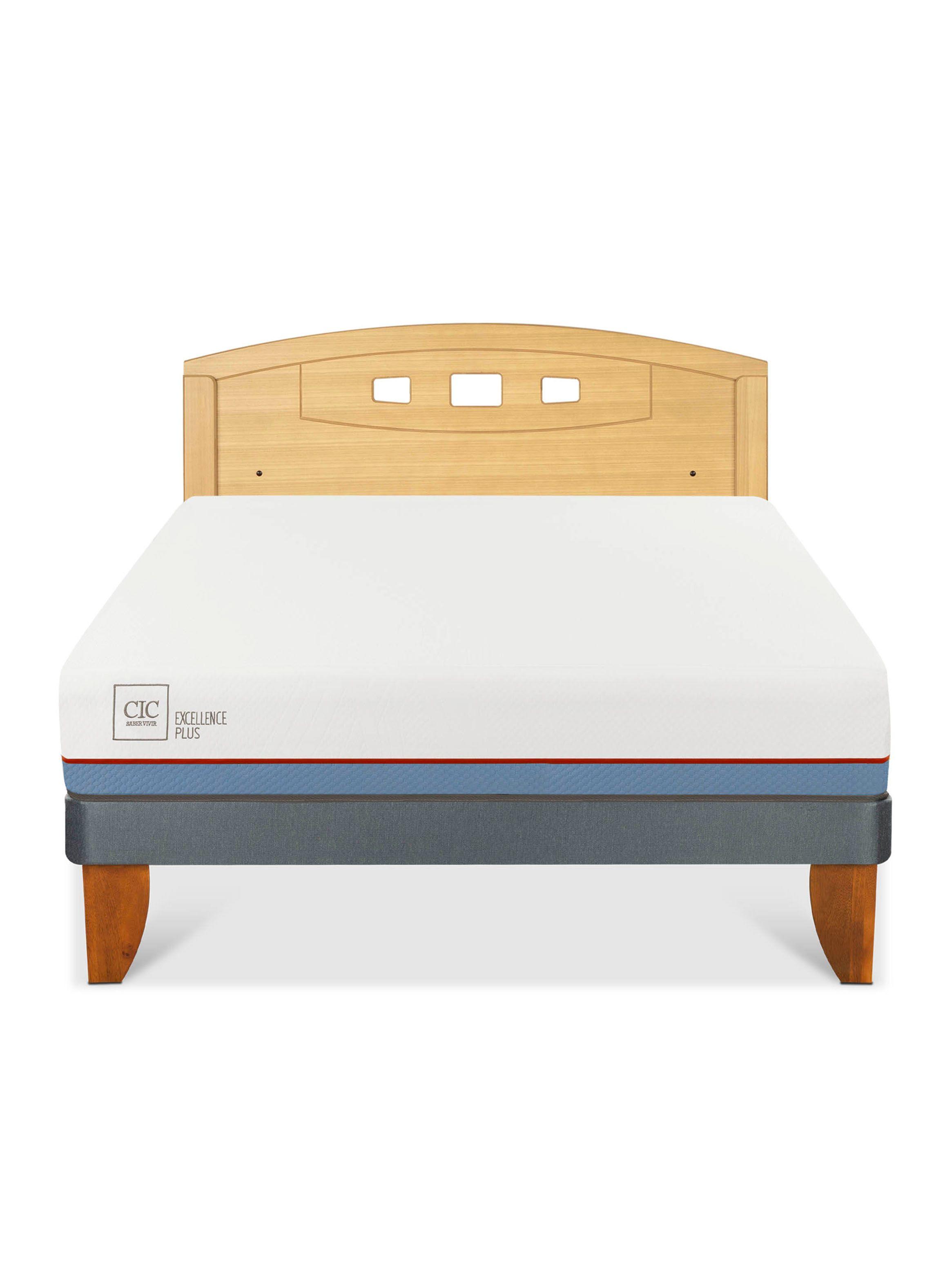 Cama Europea Excellence Plus 2 Plazas+ Respaldo Gales Mostaza-2