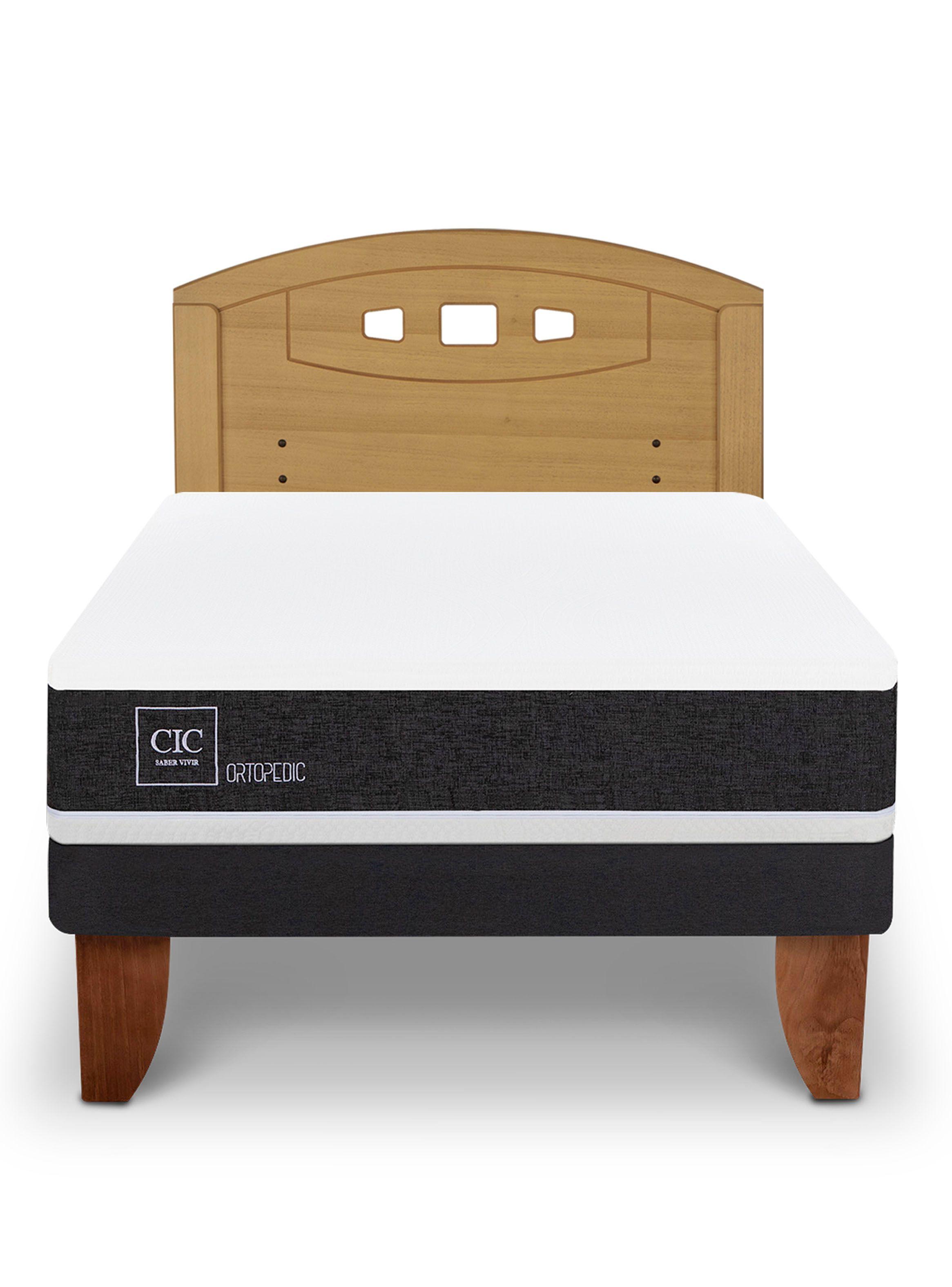 Cama Europea Ortopedic 1.5 Plazas + Respaldo Gales Mostaza-2