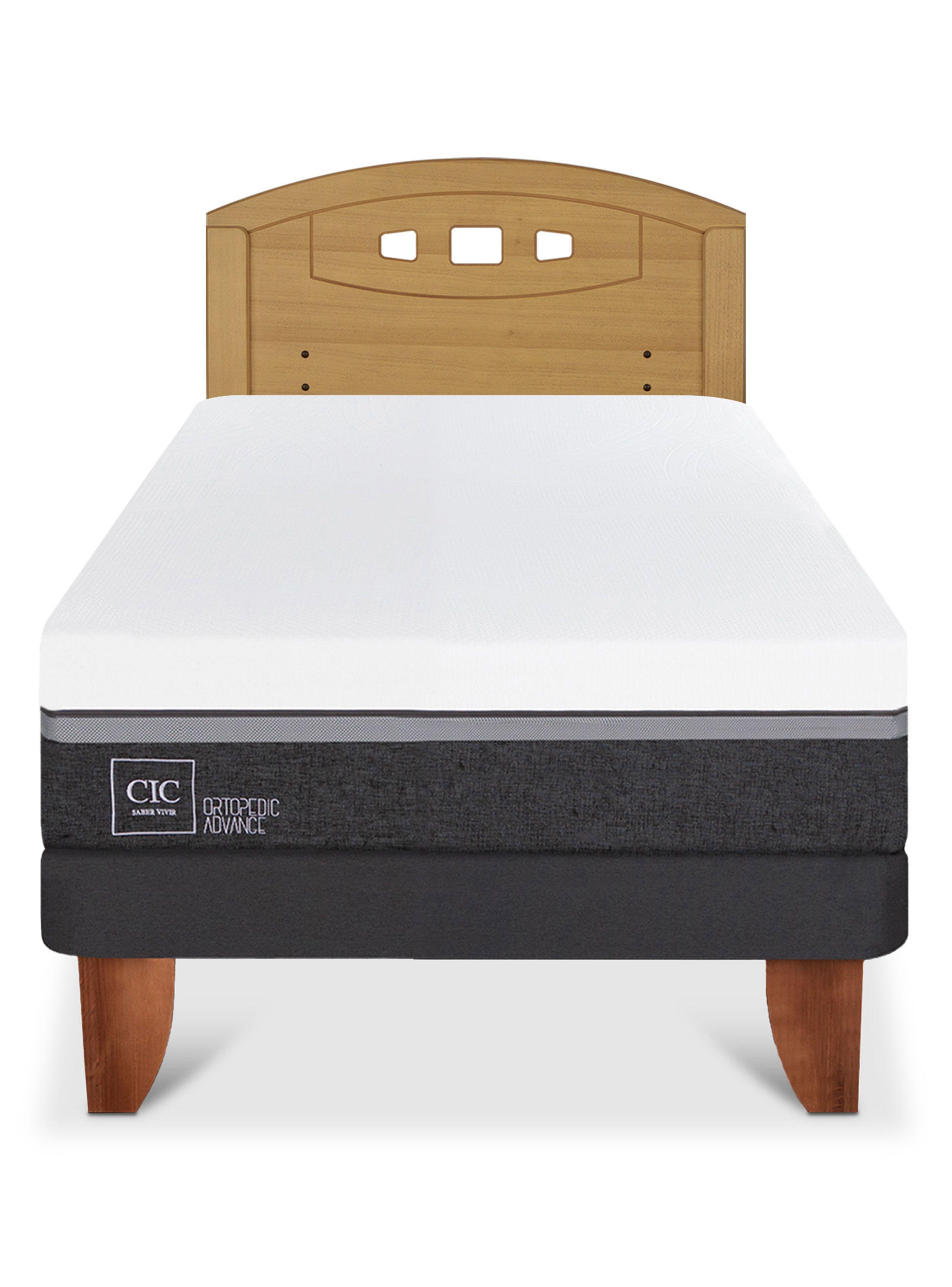 Cama Europea Ortopedic Advance 1.5 Plazas + Respaldo Gales Mostaza-2
