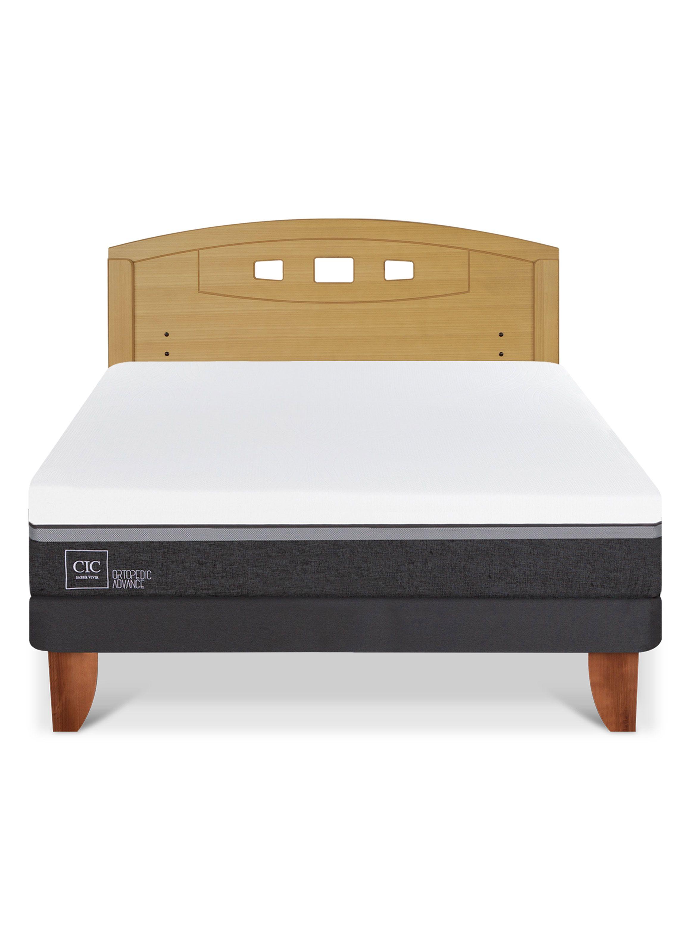 Cama Europea Ortopedic Advance 2 Plazas + Respaldo Gales Mostaza-2