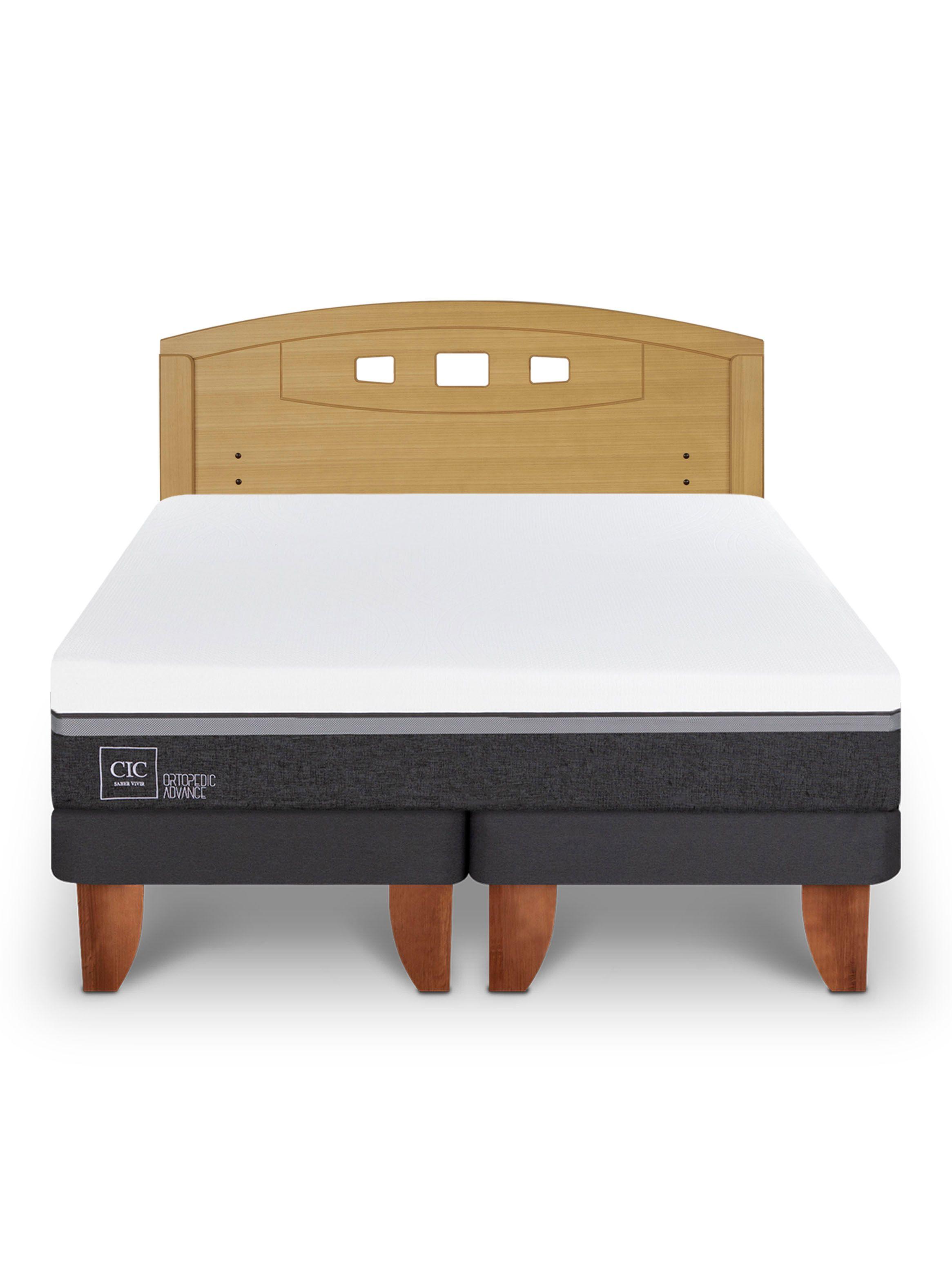 Cama Europea Ortopedic Advance 2 Plazas Base Dividida + Respaldo Gales Mostaza-2