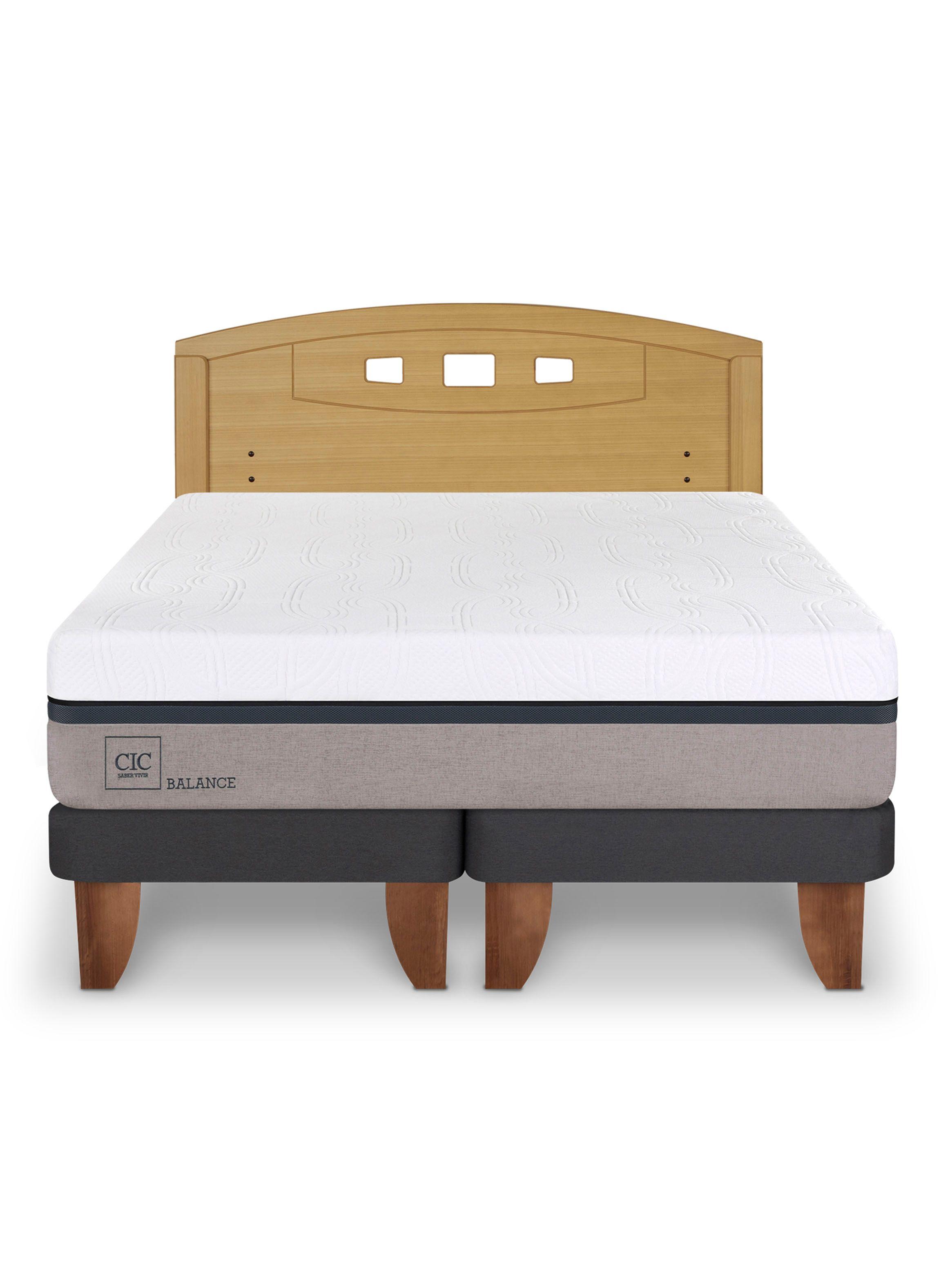 Cama Europea Balance 2 Plazas Base Dividida + Respaldo Gales Mostaza-2