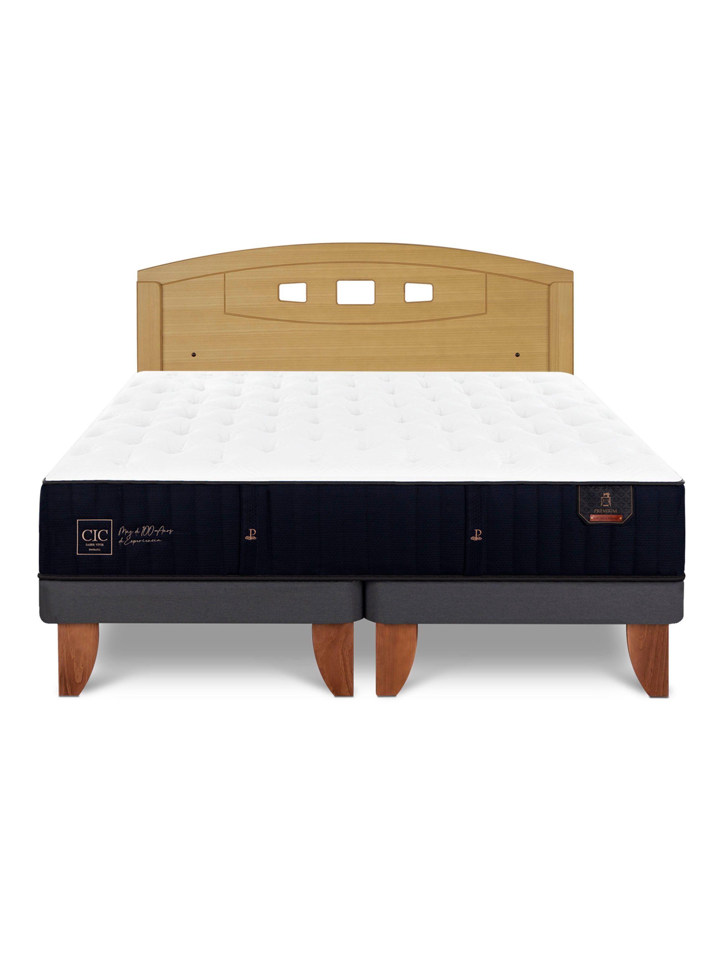 Cama Europea Premium 2 Plazas Base Dividida + Respaldo Gales Mostaza-2