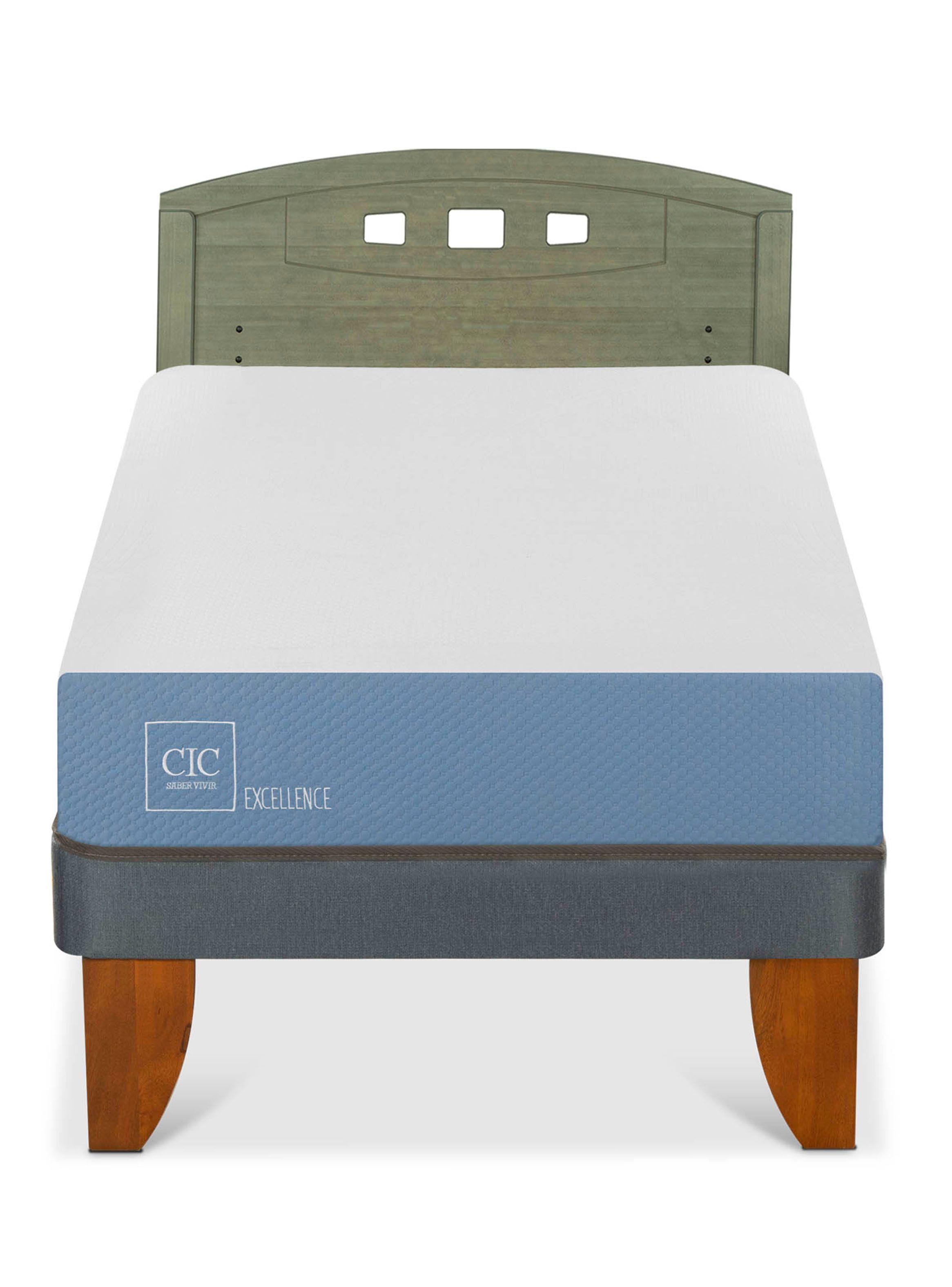 Cama Europea Excellence 1 Plaza + Respaldo Gales Olivo-2