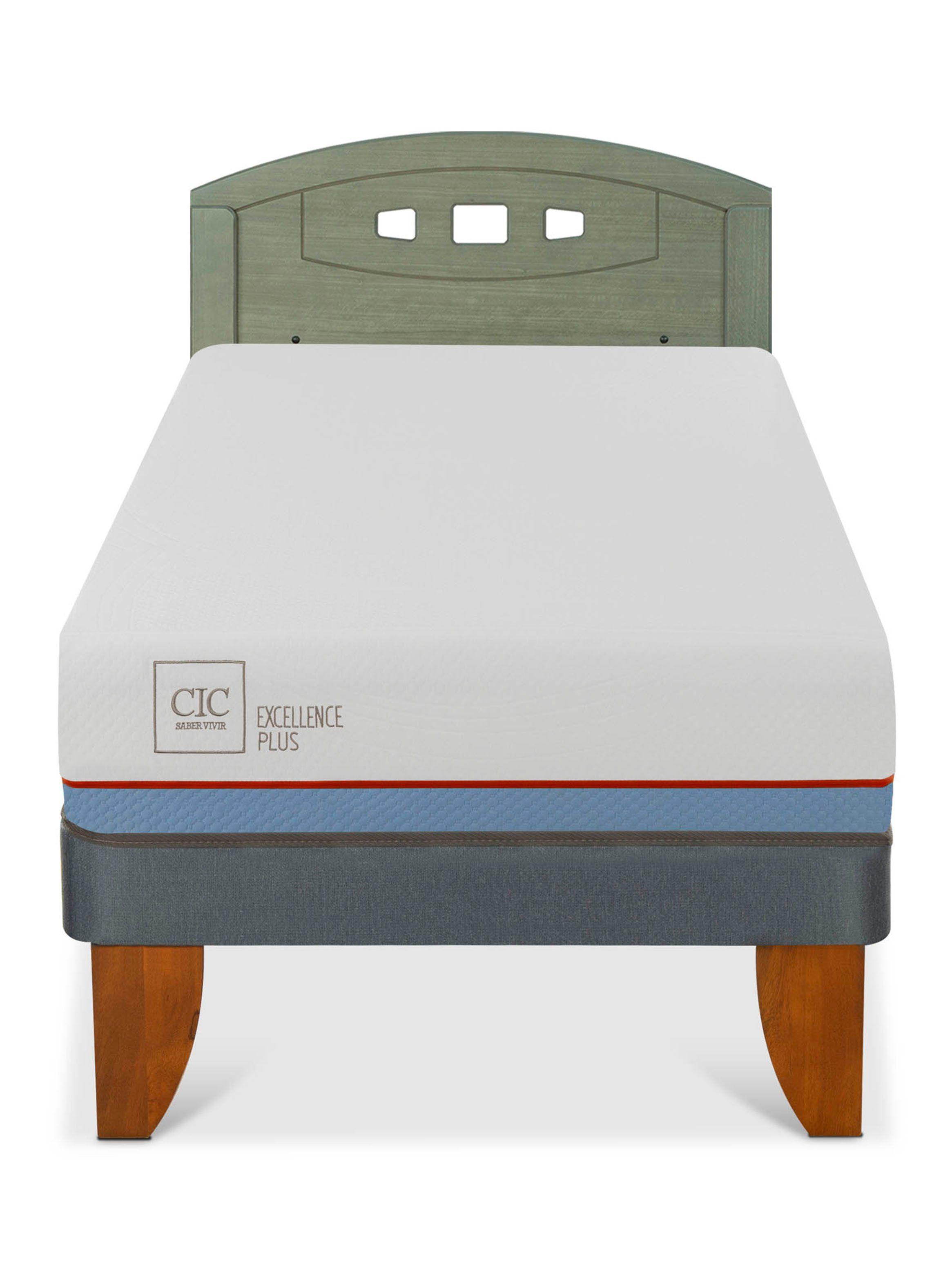 Cama Europea Excellence Plus 1.5 Plazas + Respaldo Gales Olivo-2