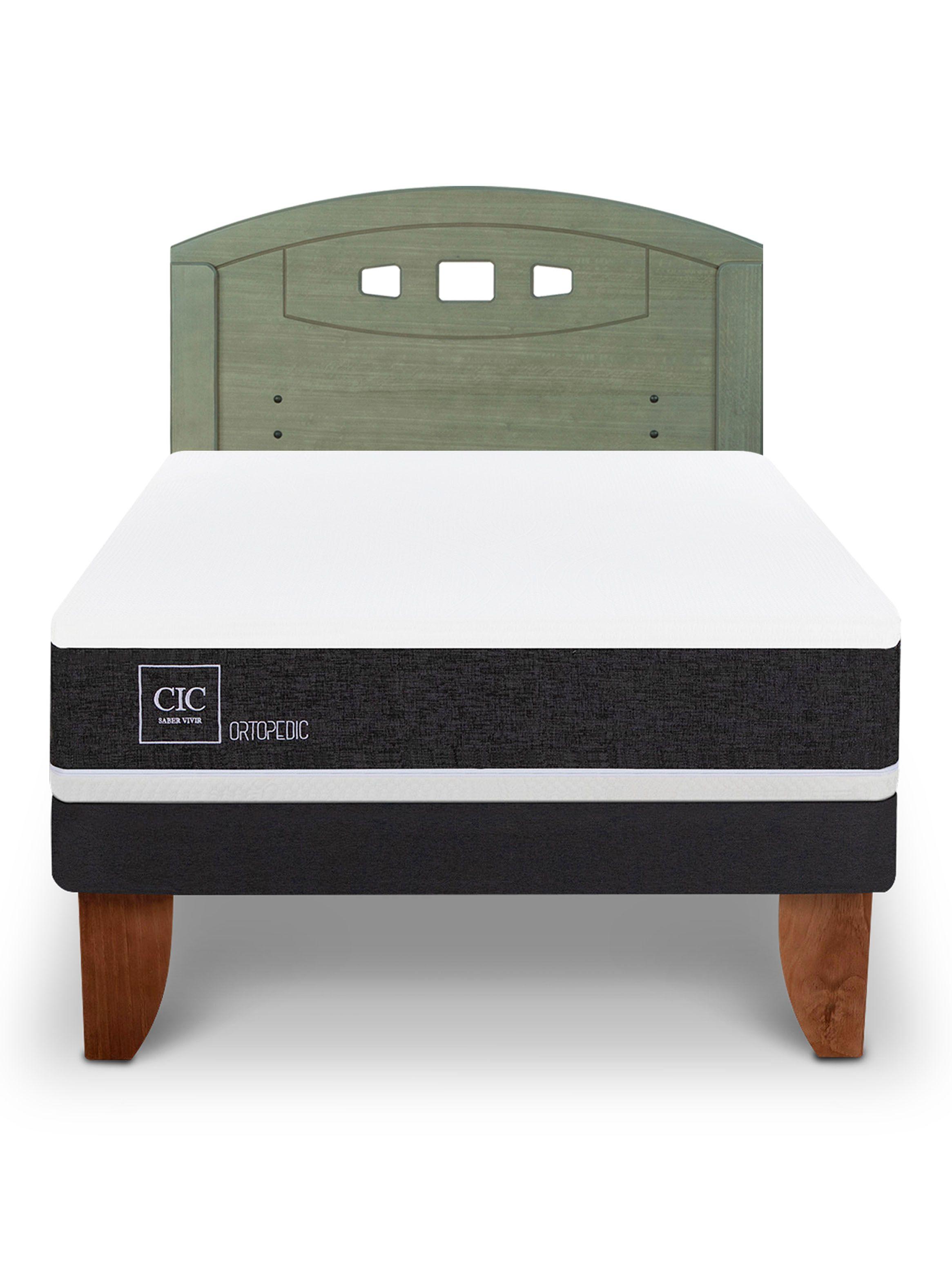 Cama Europea Ortopedic 1.5 Plazas + Respaldo Gales Olivo-2