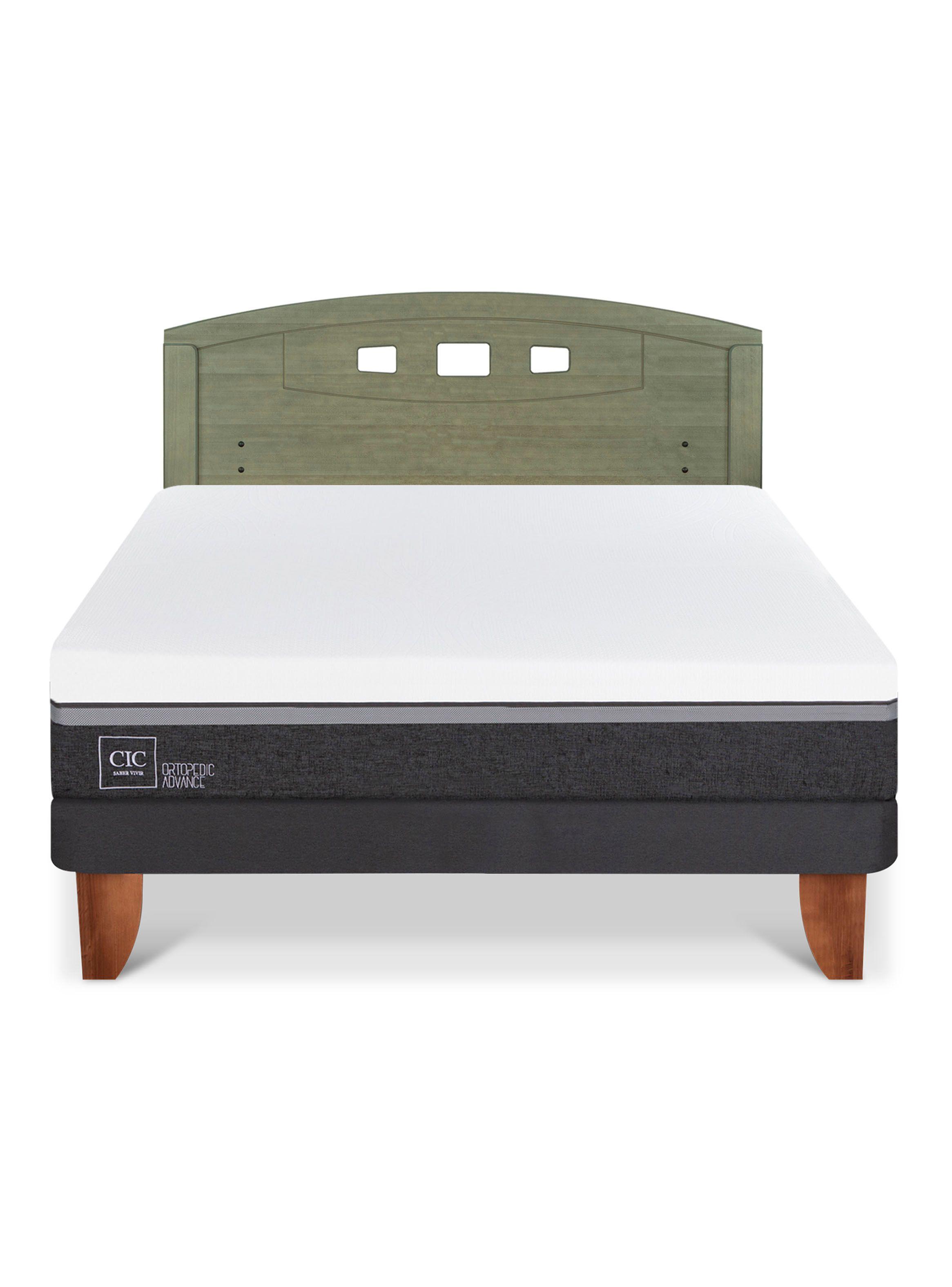 Cama Europea Ortopedic Advance 2 Plazas + Respaldo Gales Olivo-2