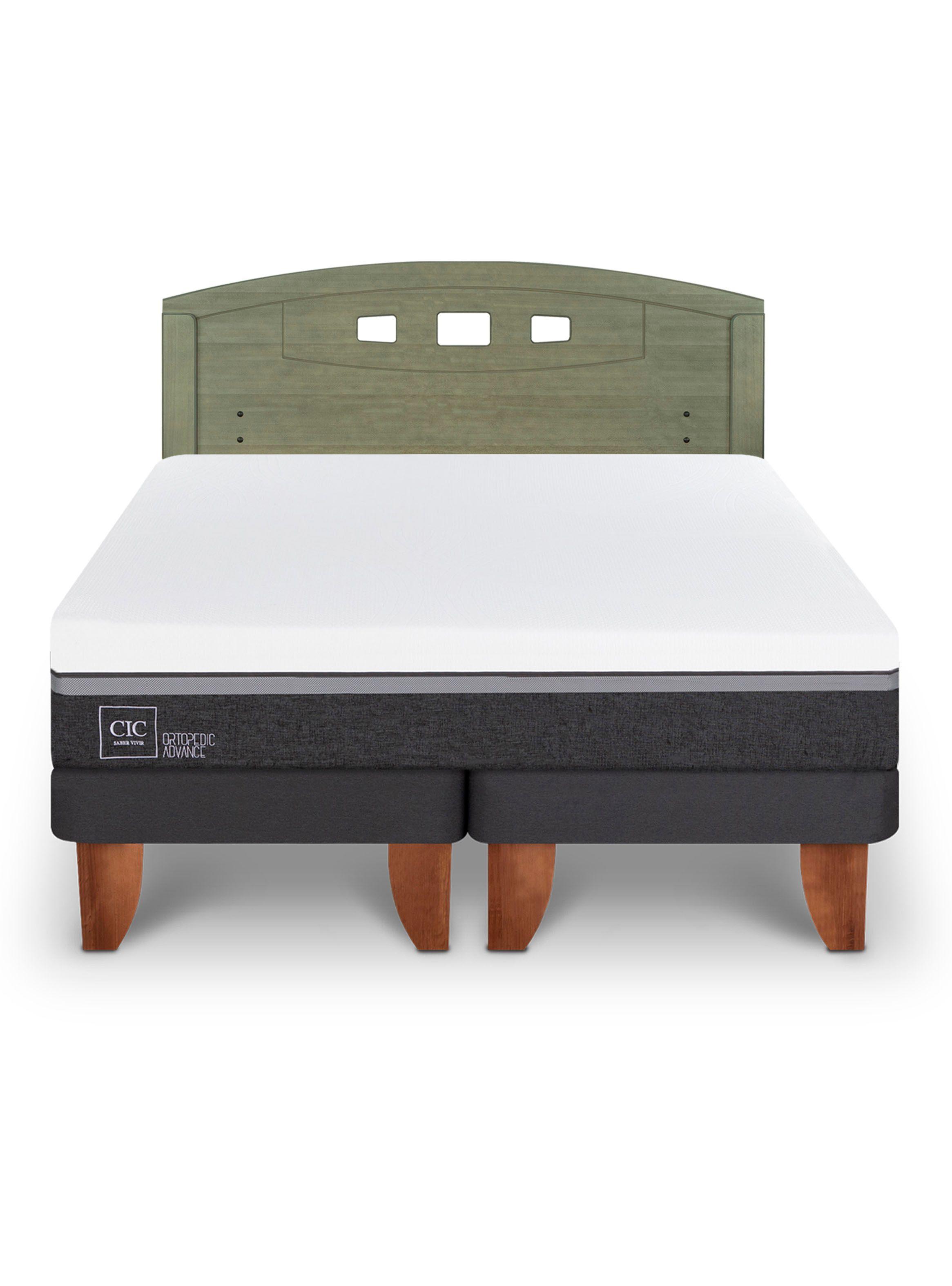 Cama Europea Ortopedic Advance 2 Plazas Base Dividida + Respaldo Gales Olivo-2