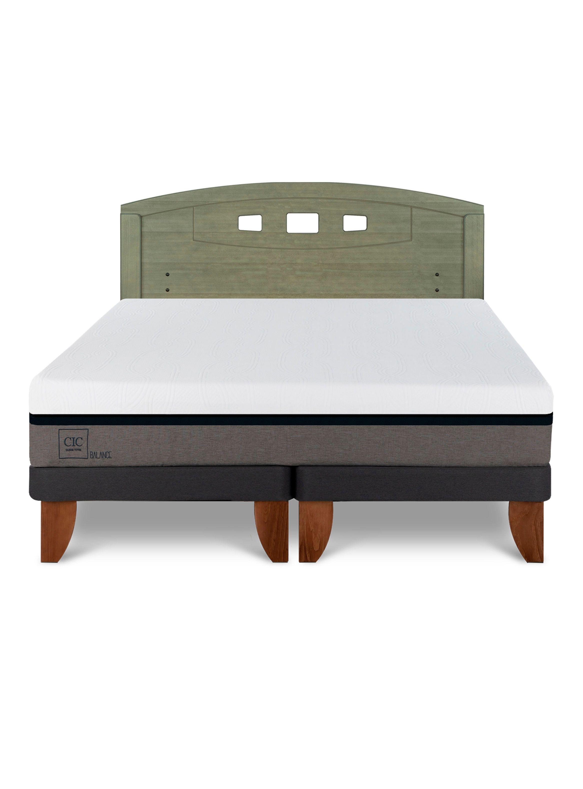 Cama Europea Balance 2 Plazas Base Dividida + Respaldo Gales Olivo-2