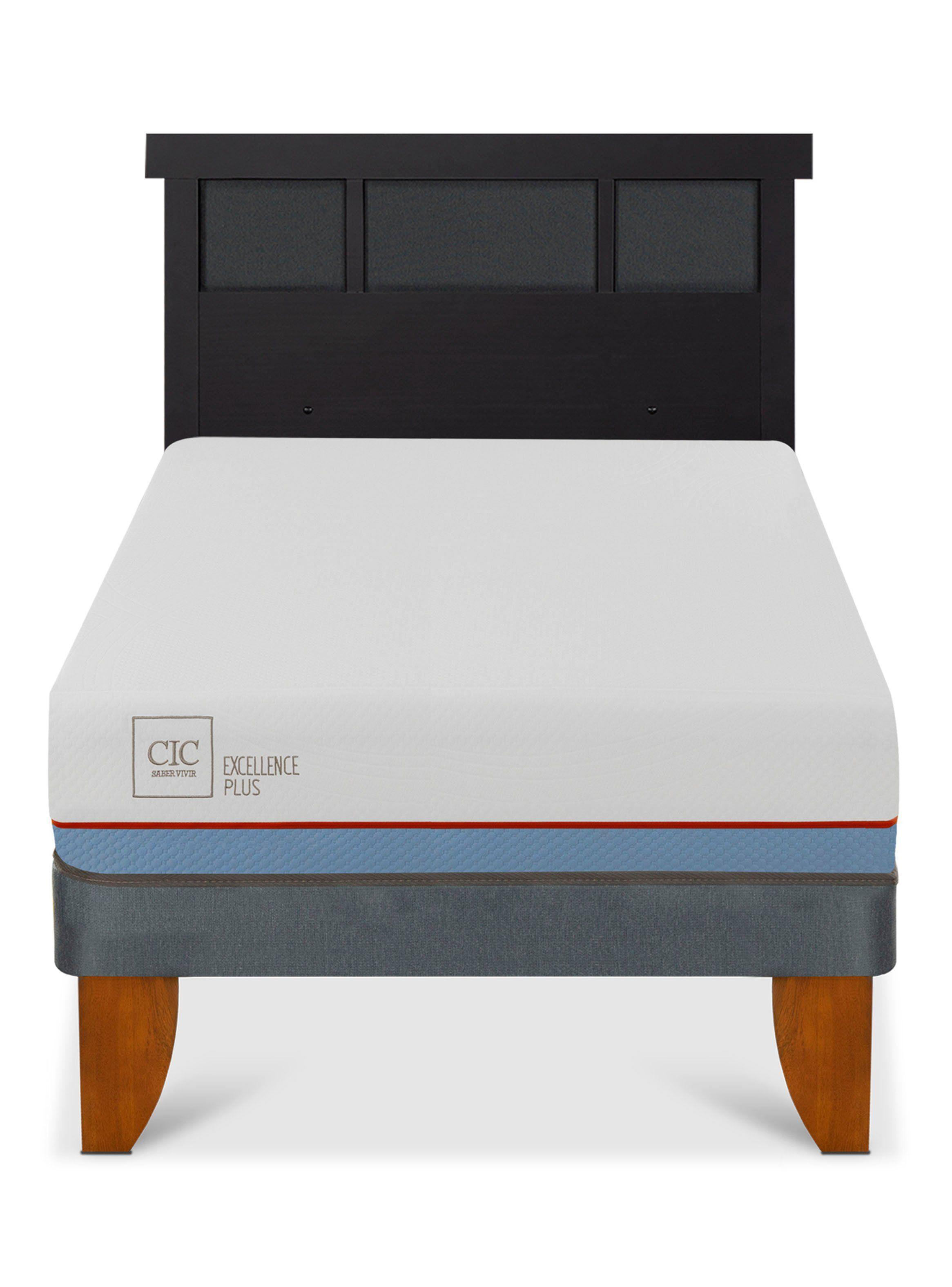 Cama Europea Excellence Plus 1.5 Plazas + Respaldo Dublín Negro-2