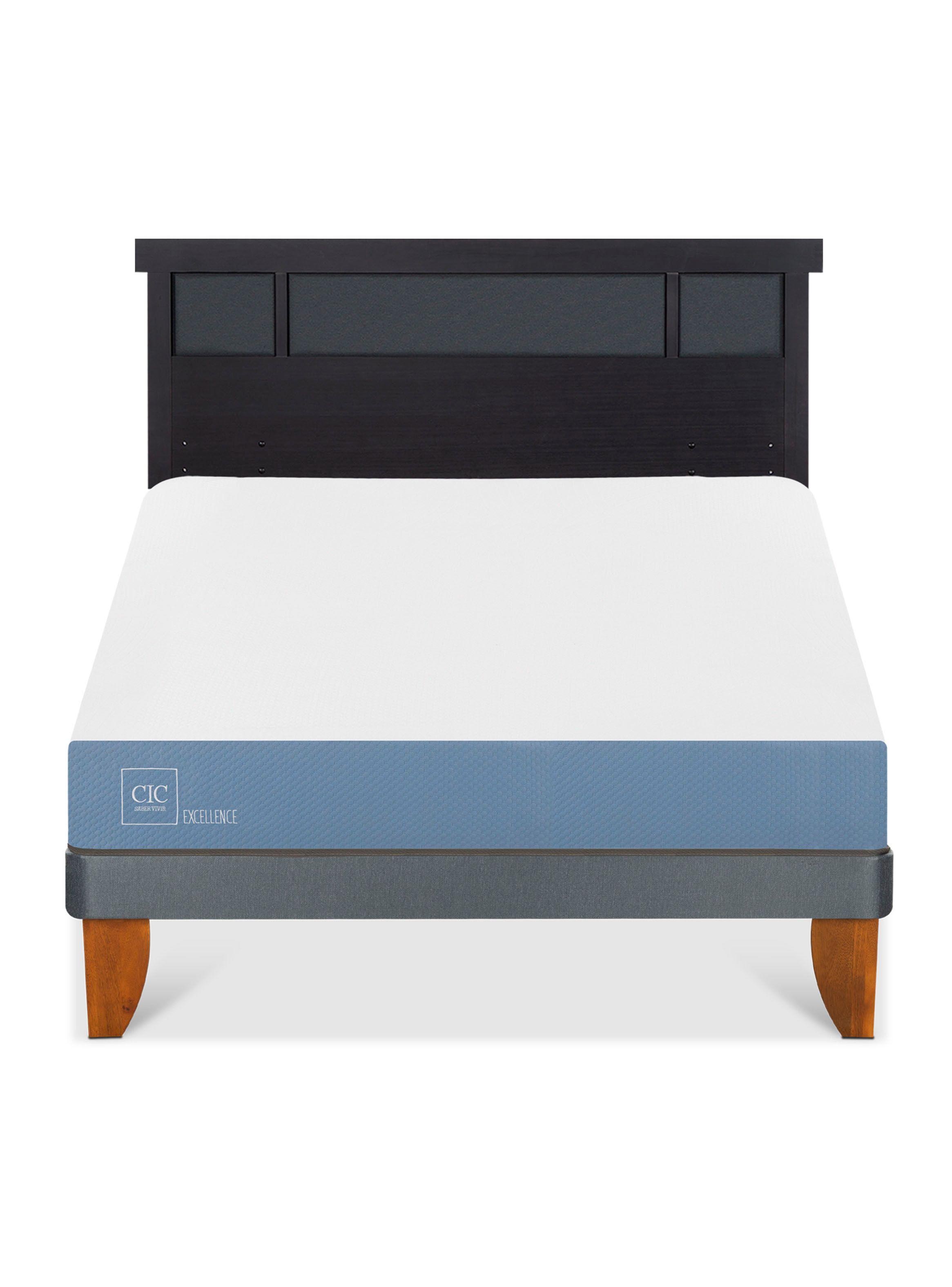 Cama Europea Excellence Plus 2 Plazas + Respaldo Dublín Negro-2