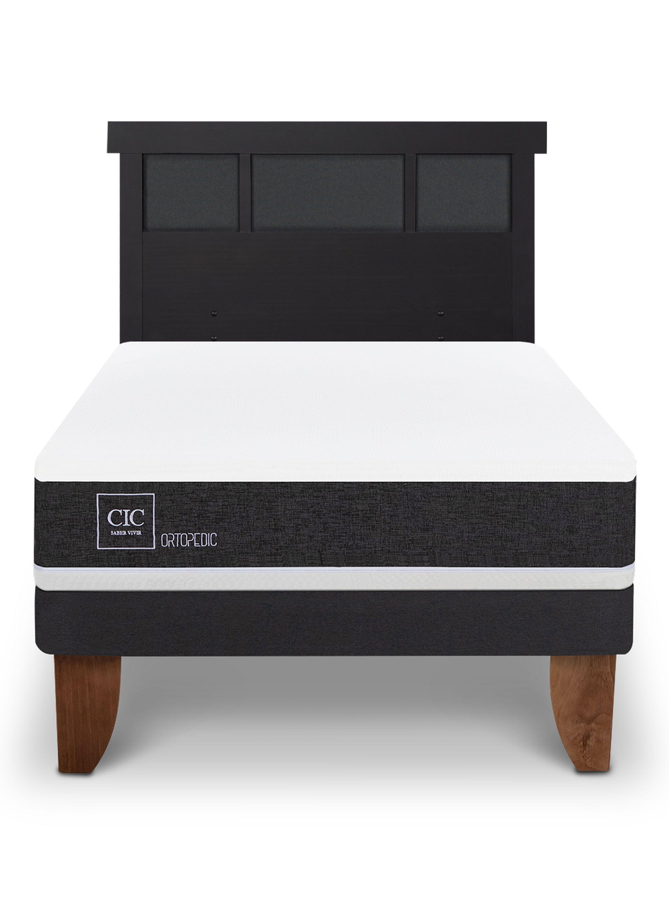 Cama Europea Ortopedic 1.5 Plazas + Respaldo Dublín Negro-2