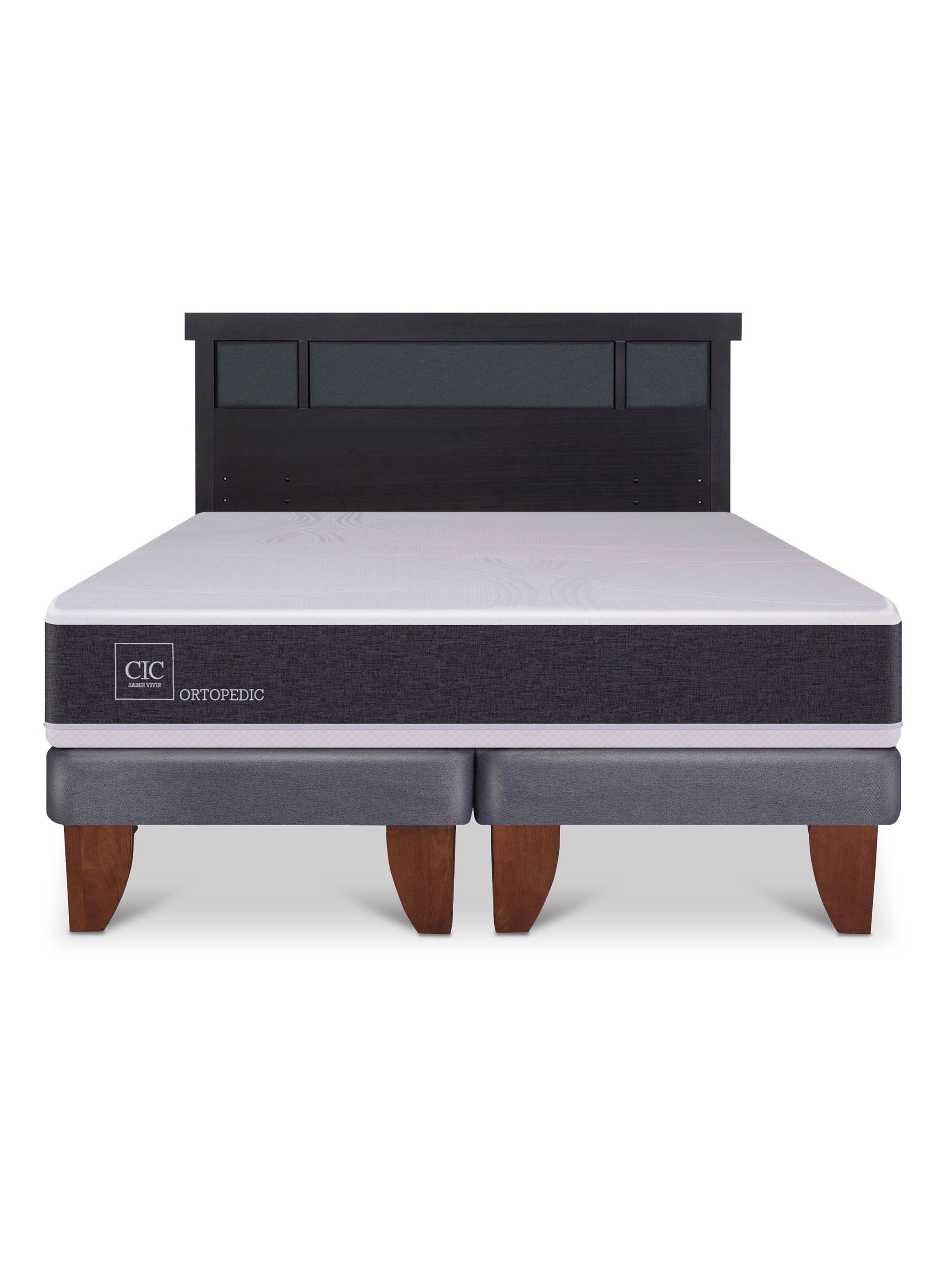 Cama Europea Ortopedic 2 Plazas Base Dividida + Respaldo Dublín Negro-2