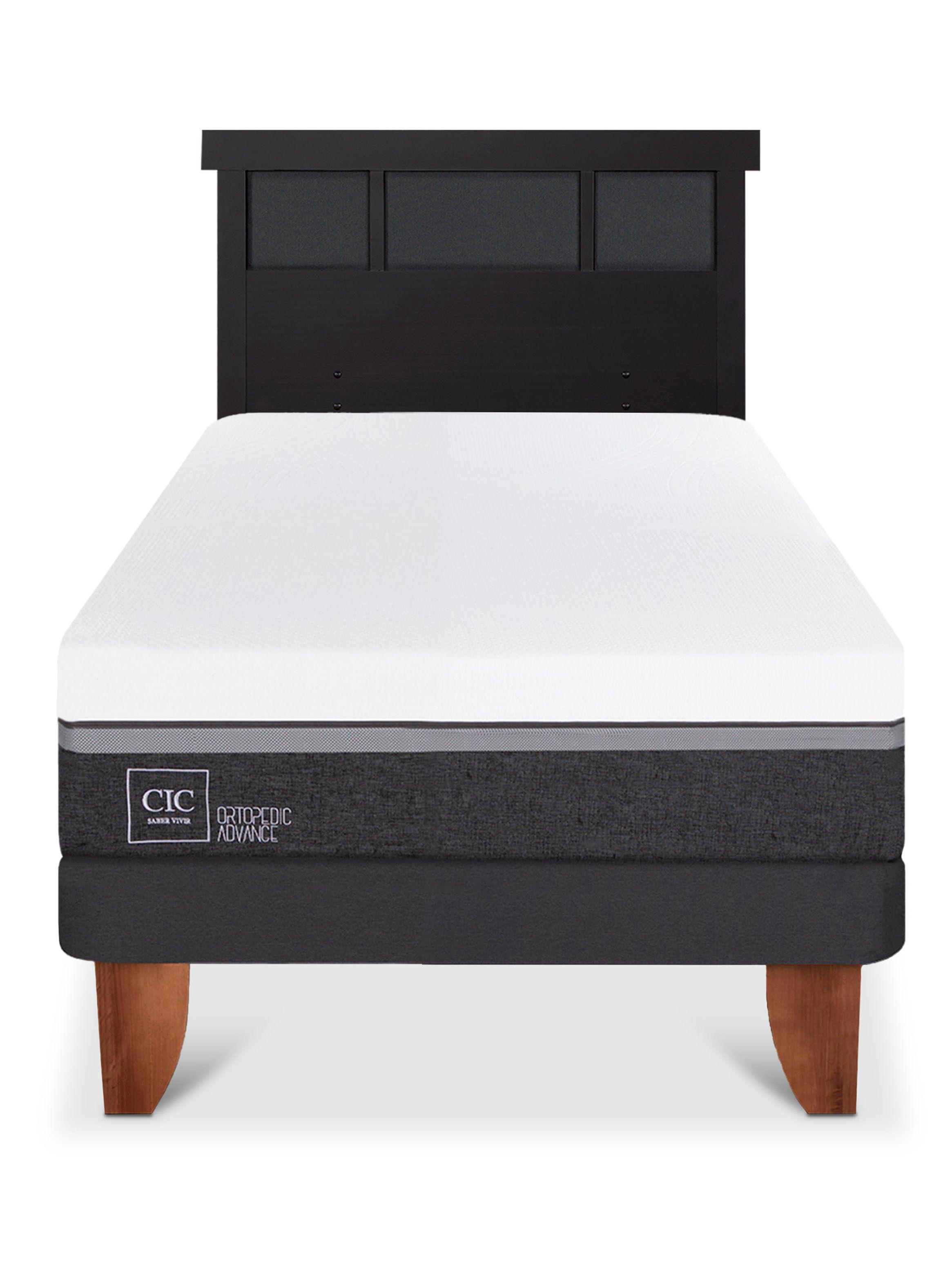 Cama Europea Ortopedic Advance 1.5 Plazas + Respaldo Dublín Negro-2