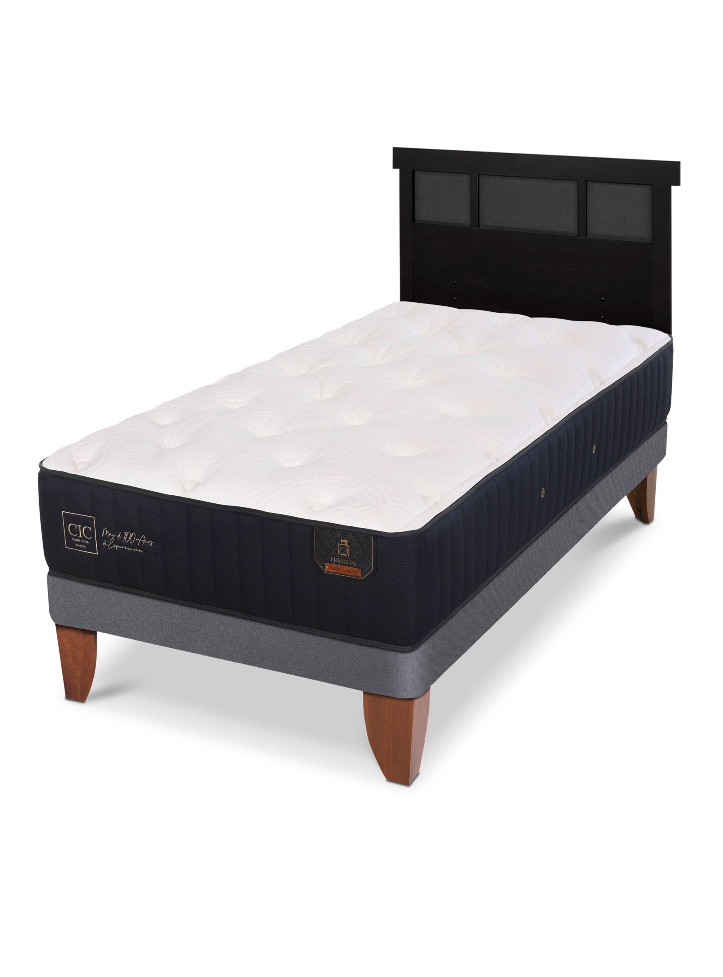 Cama Europea Premium 1.5 Plazas + Respaldo Dublín Negro-0