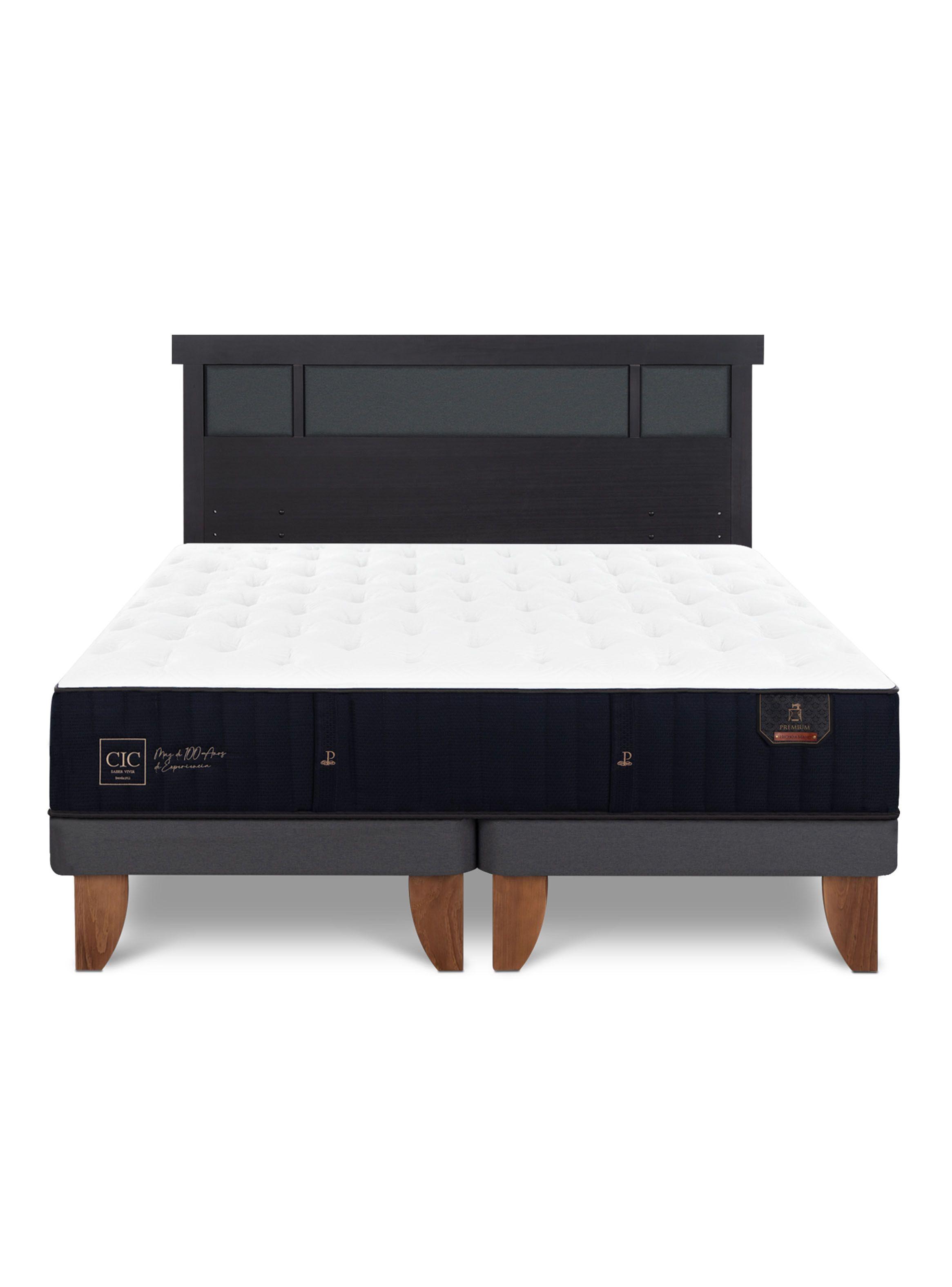 Cama Europea Premium King + Respaldo Dublín Negro-2