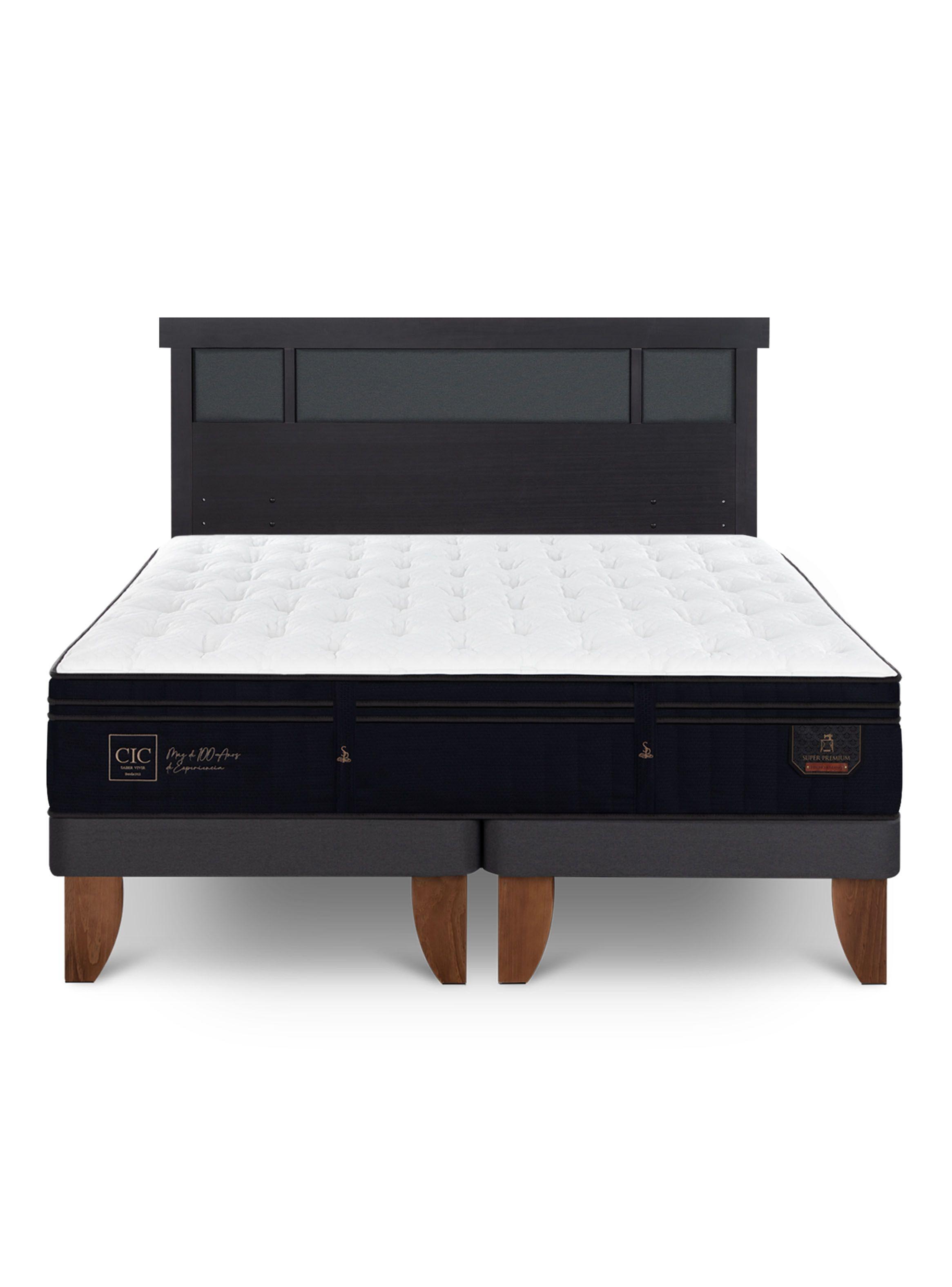 Cama Europea Súper Premium King + Respaldo Dublín Negro-2