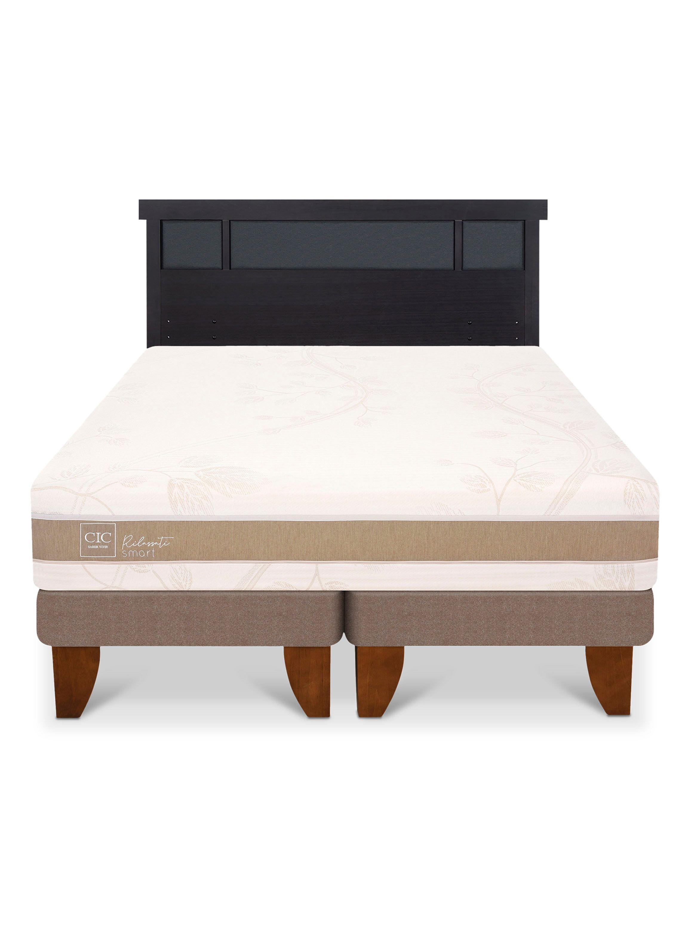 Cama Europea Rilassati Infinity 2 Plazas Base Dividida + Respaldo Dublin Negro-2