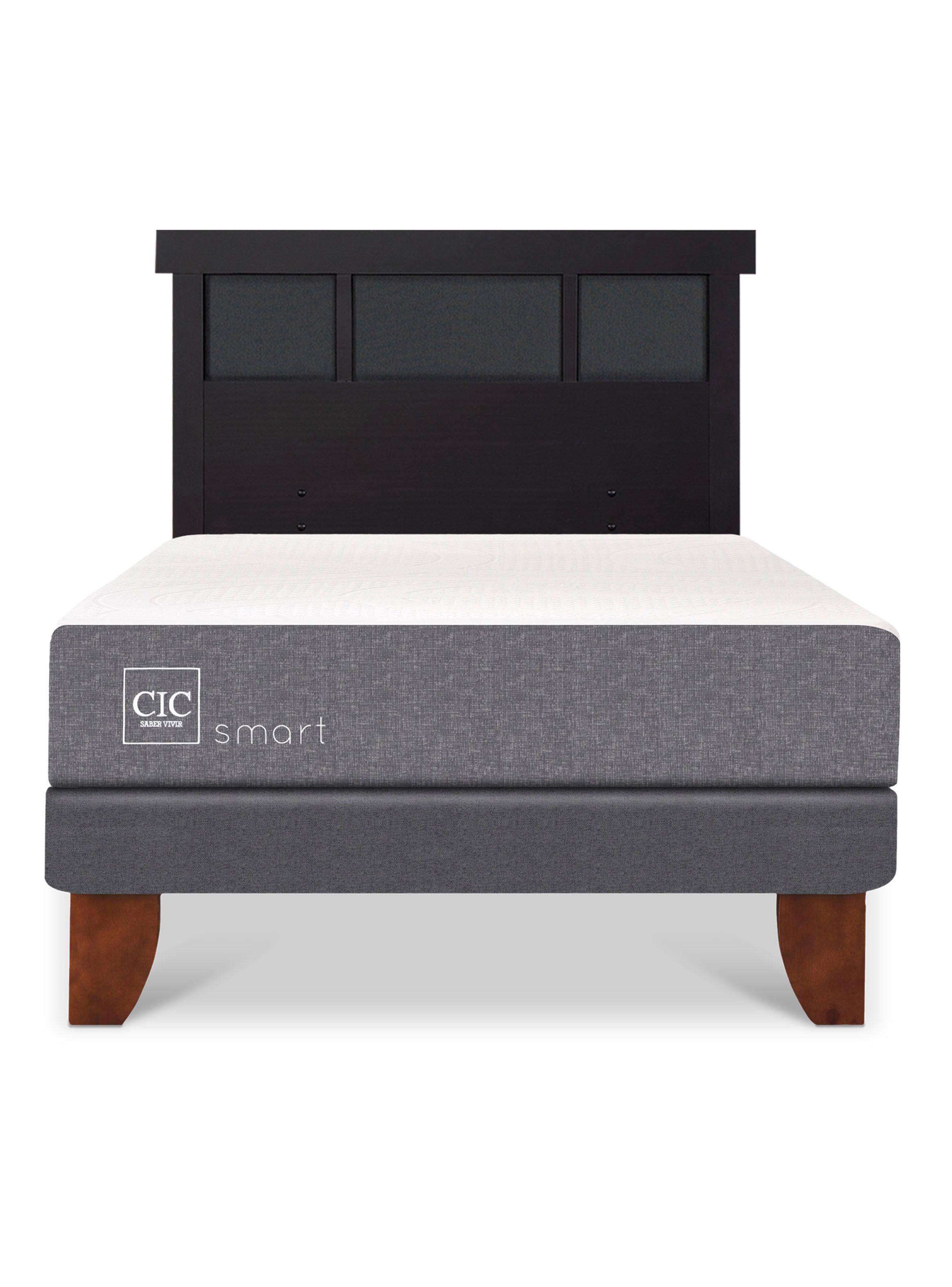 Cama Europea Smart 1 Plaza + Respaldo Dublín Negro-2