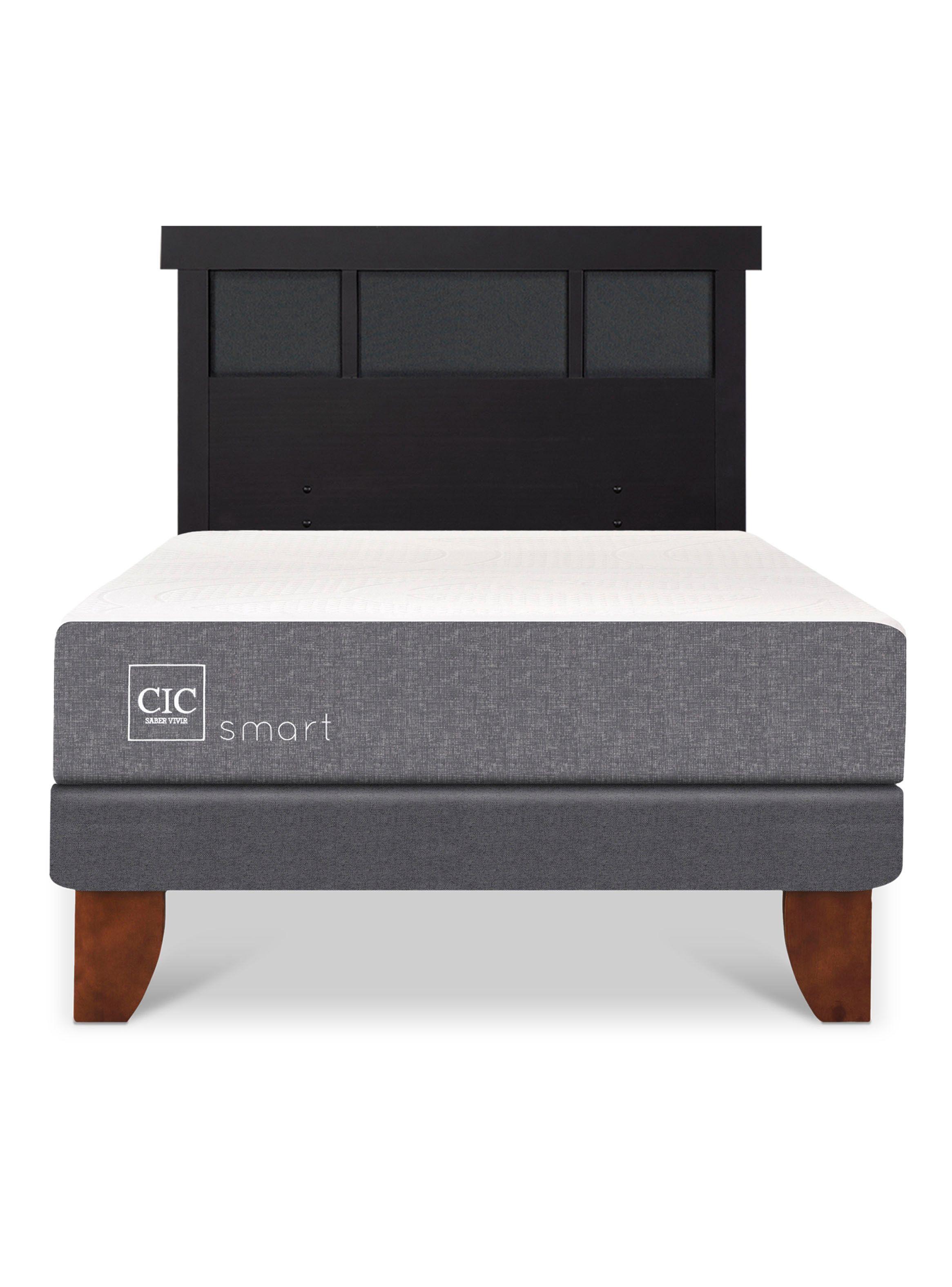 Cama Europea Smart 1.5 Plazas + Respaldo Dublín Negro-2