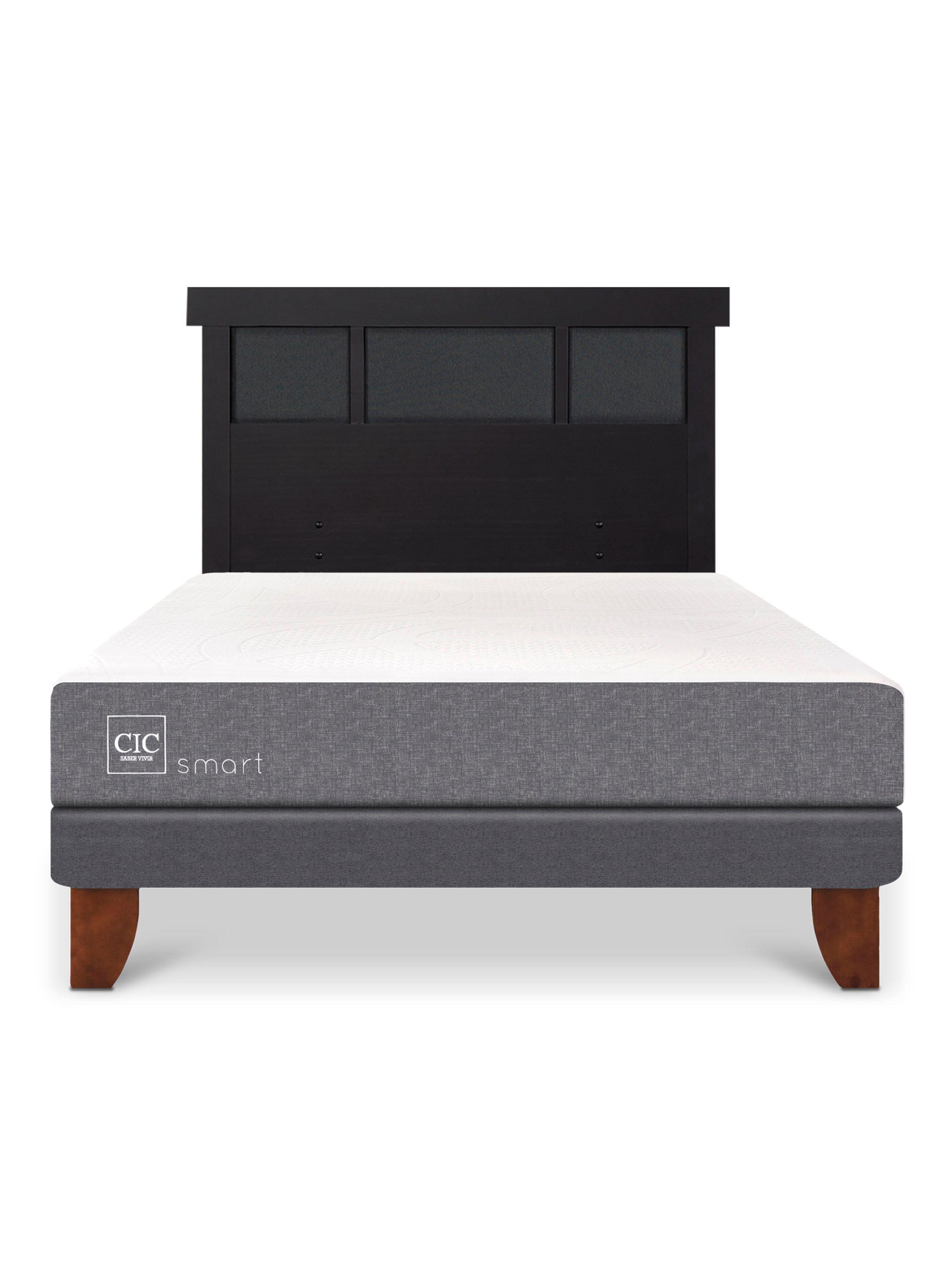 Cama Europea Smart 2 Plazas + Respaldo Dublín Negro-2