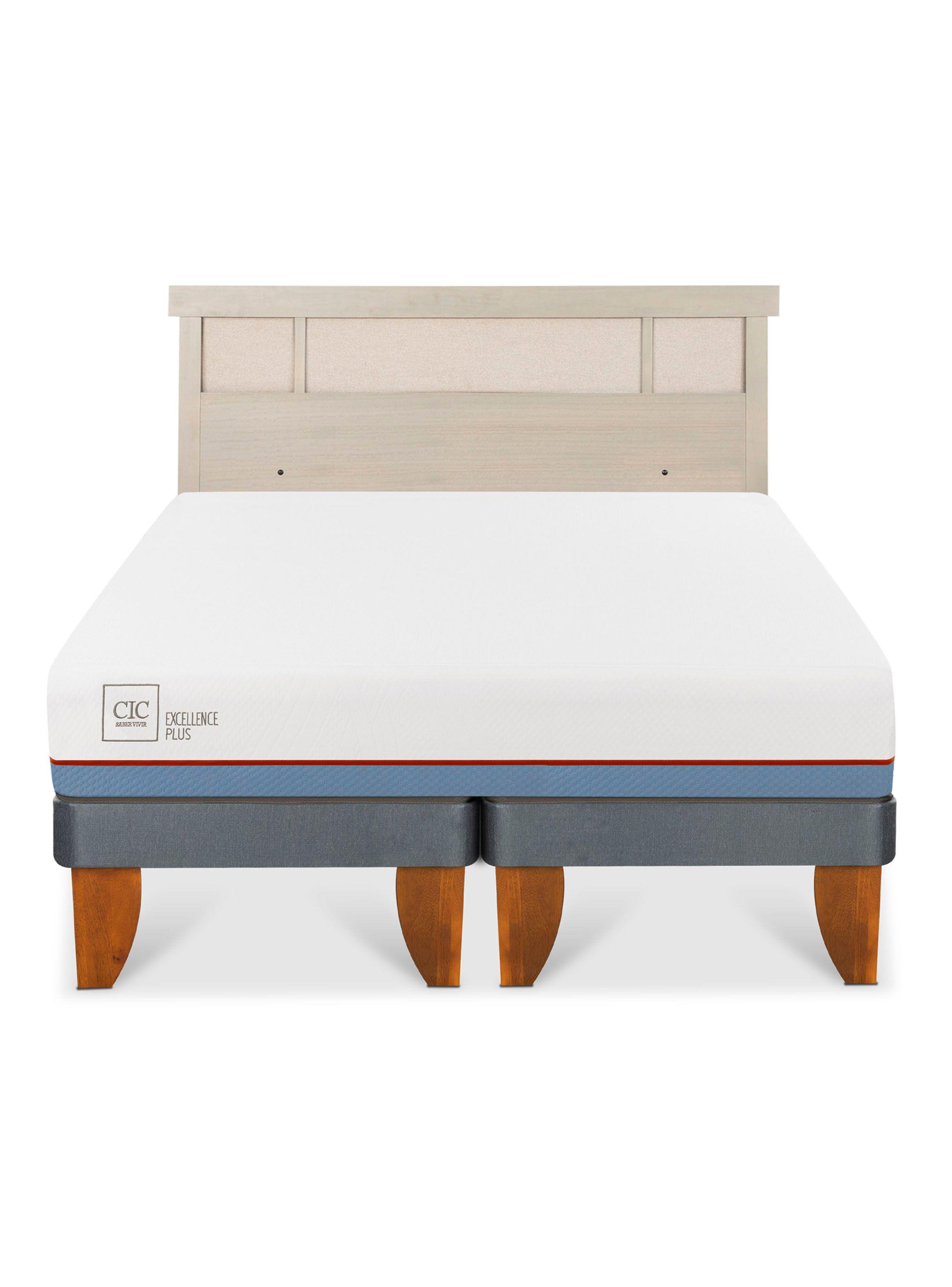 Cama Europea Excellence Plus 2 Plazas Base Dividida + Respaldo Dublín Alpino-2