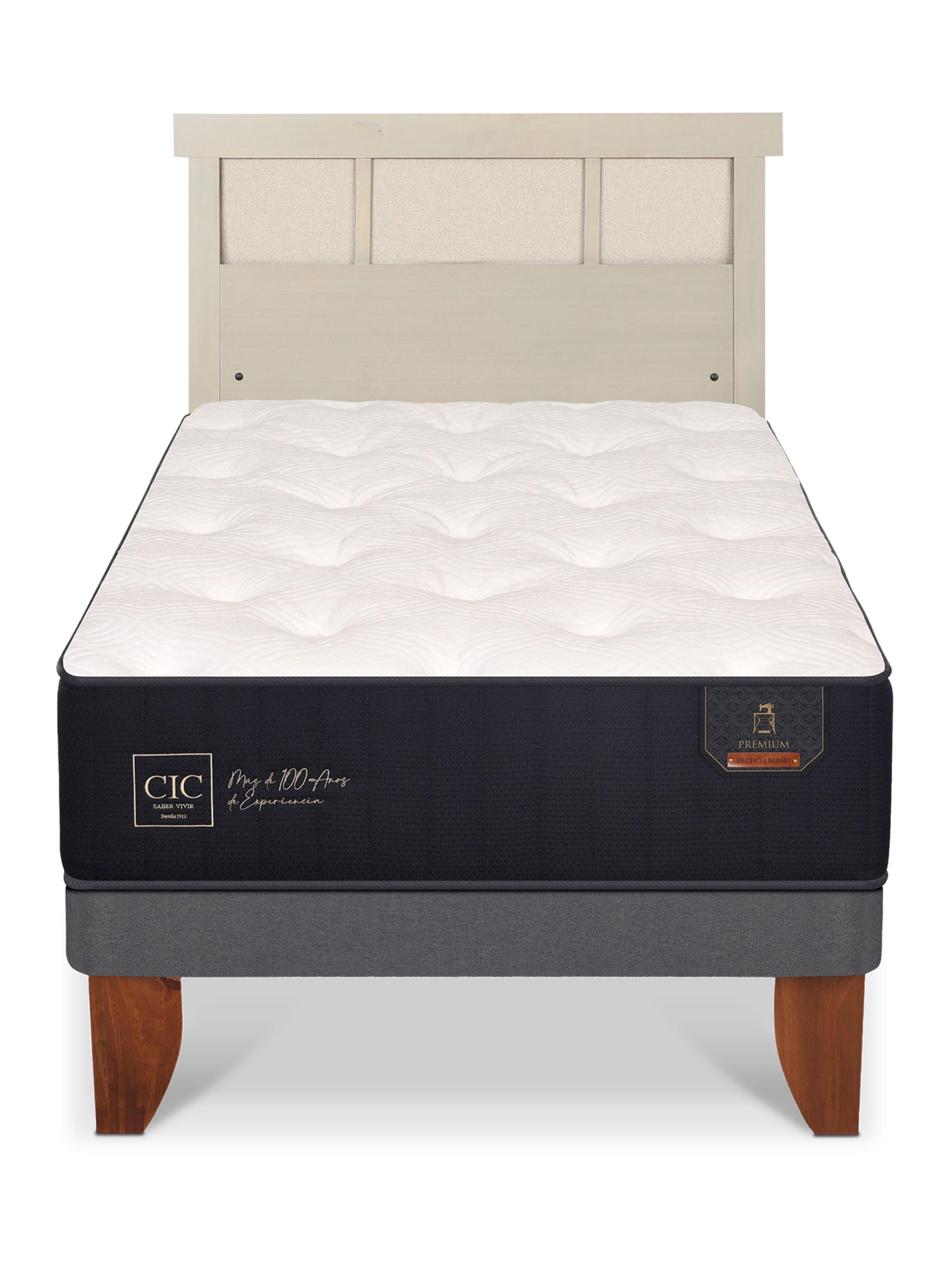 Cama Europea Premium 1.5 Plazas + Respaldo Dublín Alpino-2