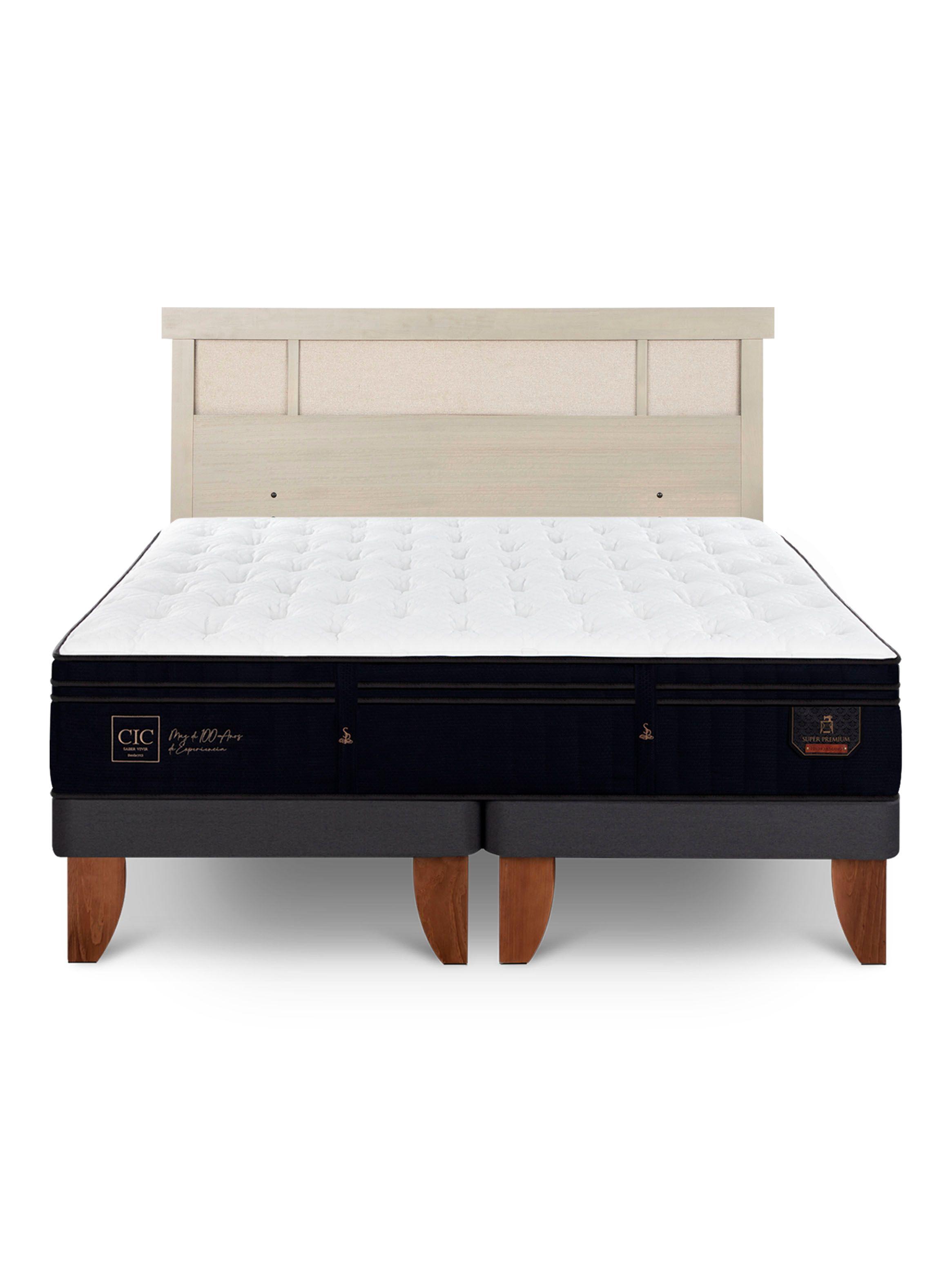 Cama Europea Súper Premium 2 Plazas Base Dividida + Respaldo Dublín Alpino-2