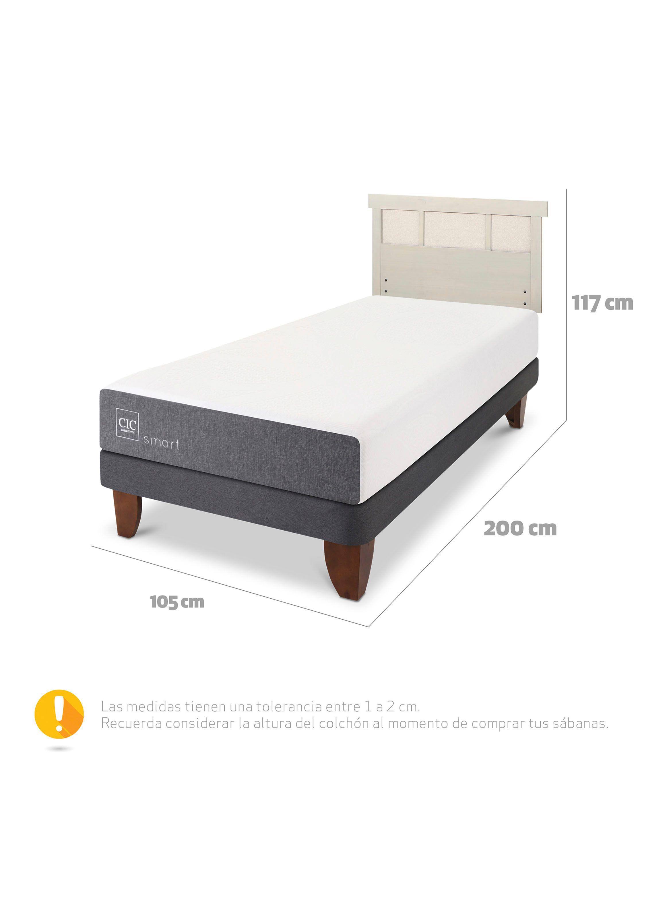 Cama Europea Smart 1.5 Plazas + Respaldo Dublín Alpino-1
