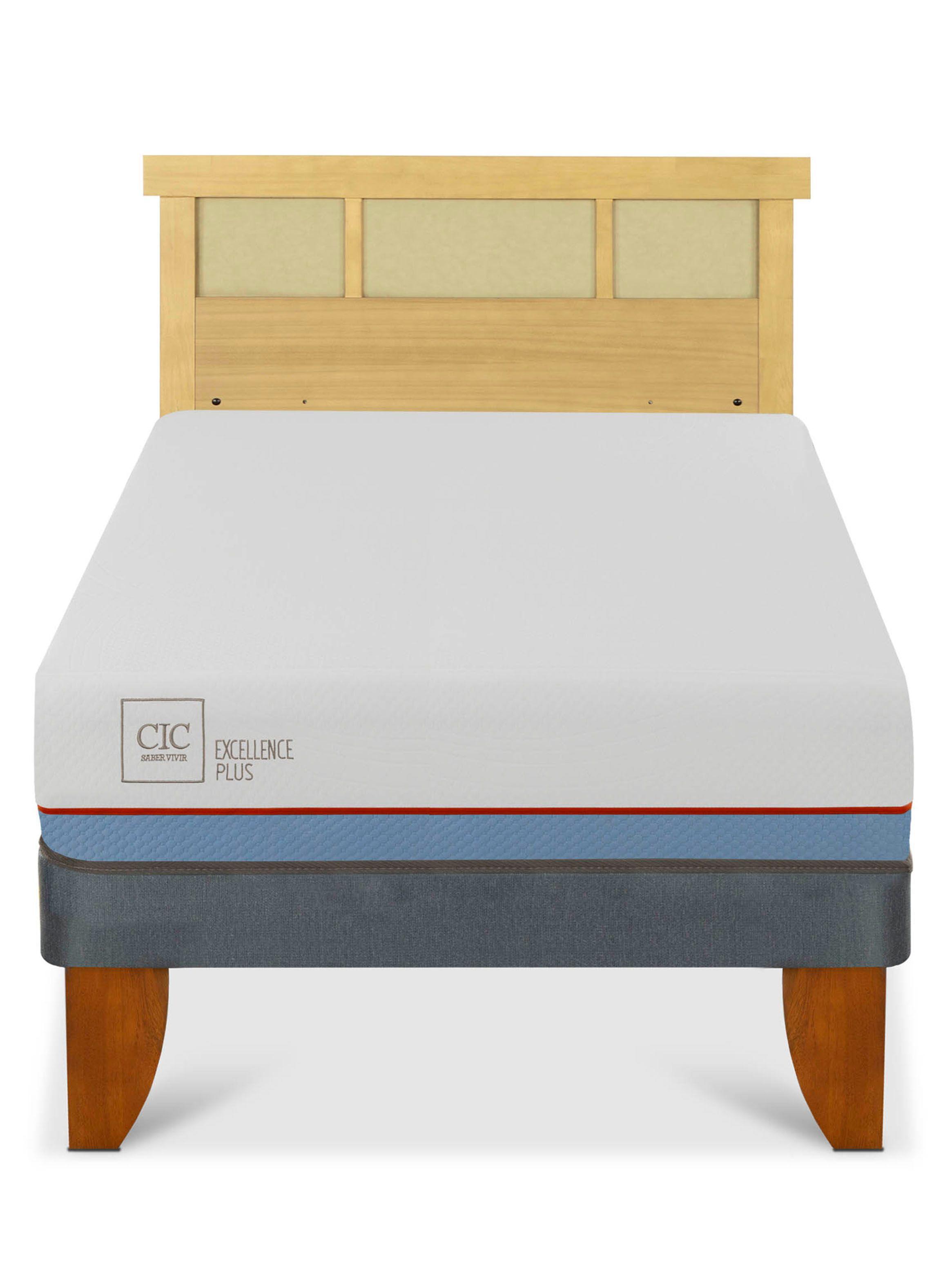 Cama Europea Excellence Plus 1.5 Plazas + Respaldo Dublín Mostaza-2