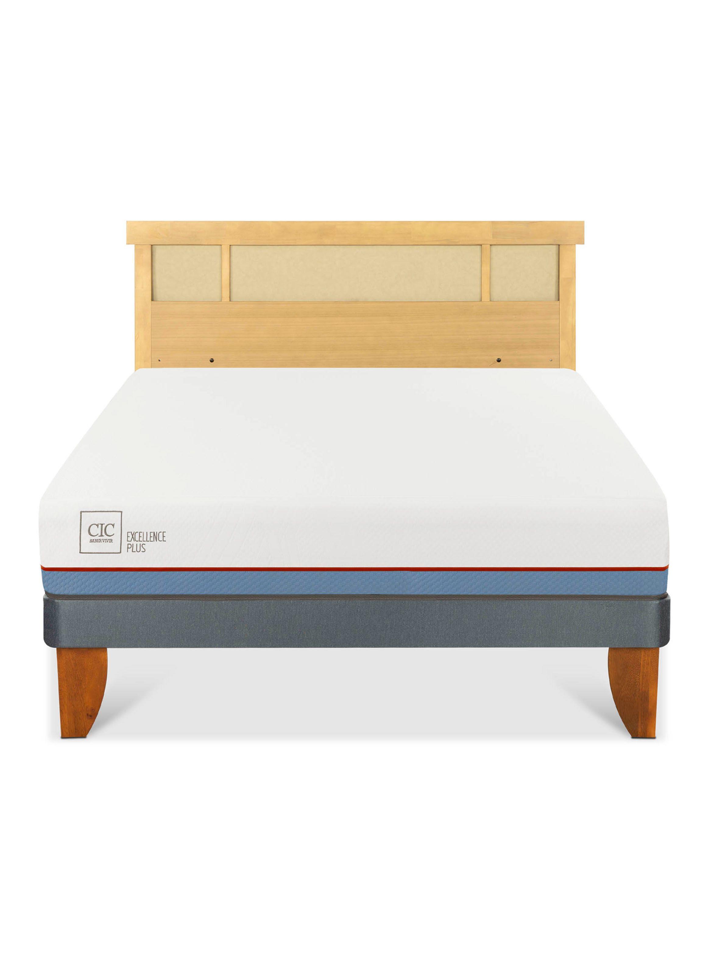 Cama Europea Excellence Plus 2 Plazas + Respaldo Dublín Mostaza-2