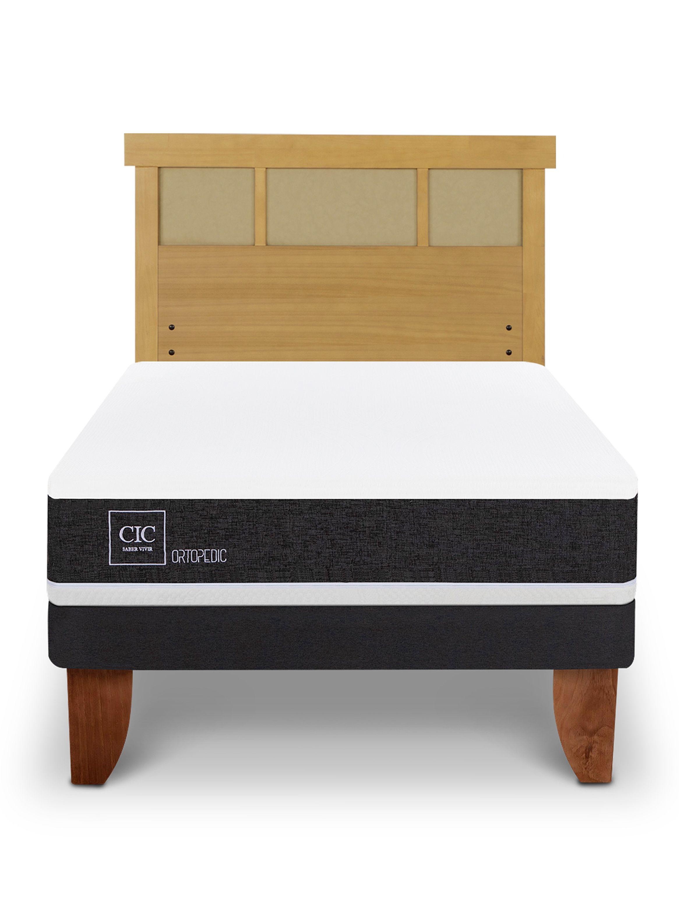 Cama Europea Ortopedic 1.5 Plazas + Respaldo Dublín Mostaza-2