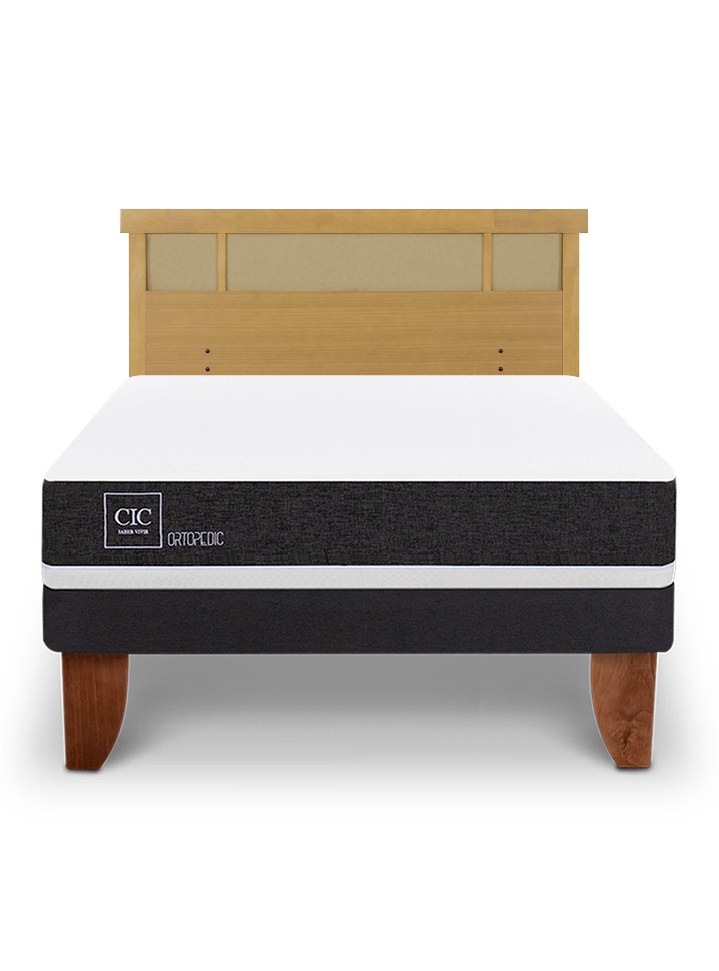 Cama Europea Ortopedic 2 Plazas + Respaldo Dublín Mostaza-2