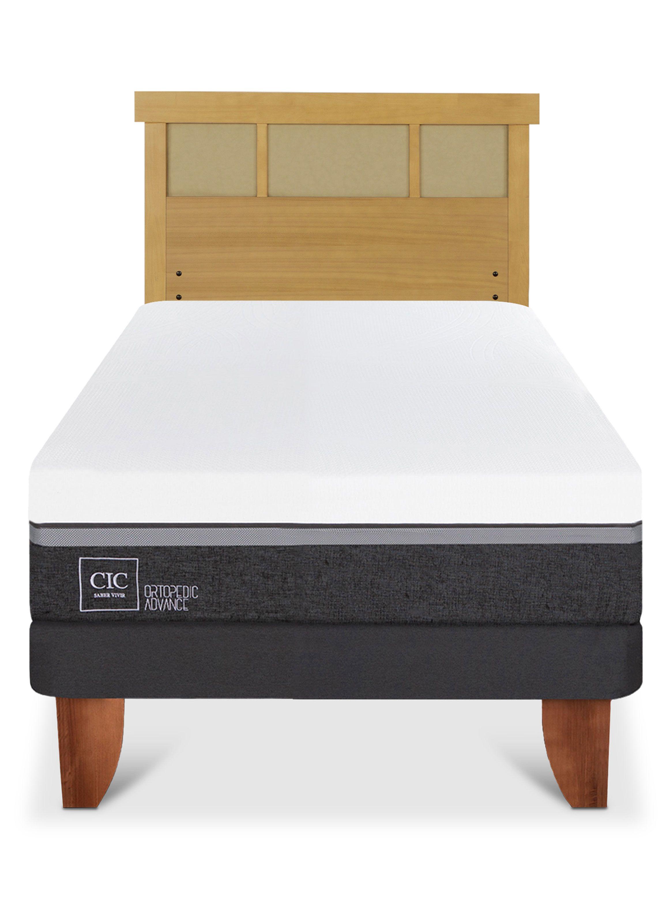 Cama Europea Ortopedic Advance 1.5 Plazas + Respaldo Dublin Mostaza-2