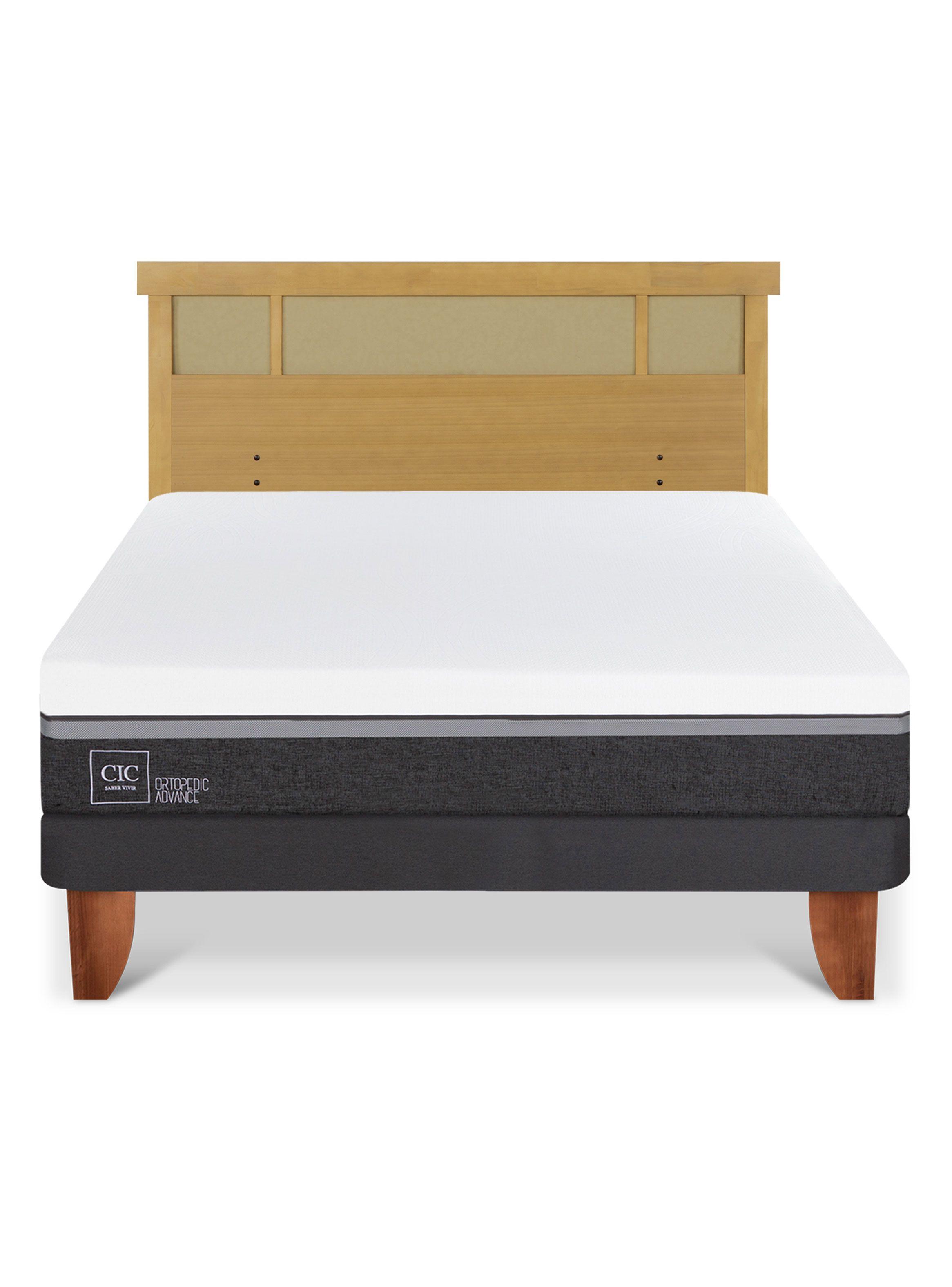 Cama Europea Ortopedic Advance 2 Plazas + Respaldo Dublin Mostaza-2
