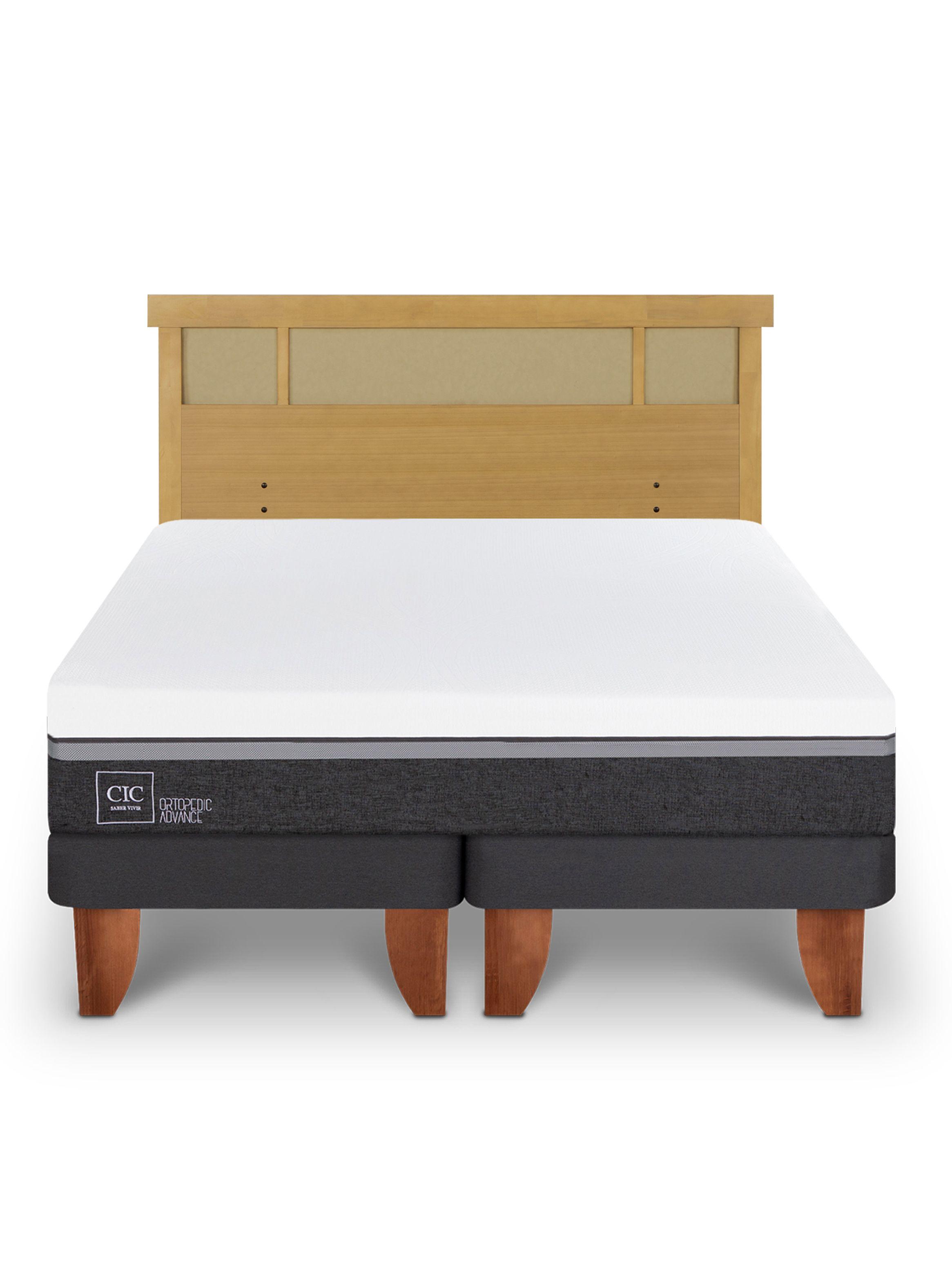 Cama Europea Ortopedic Advance 2 Plazas Base Dividida + Respaldo Dublín Mostaza-2
