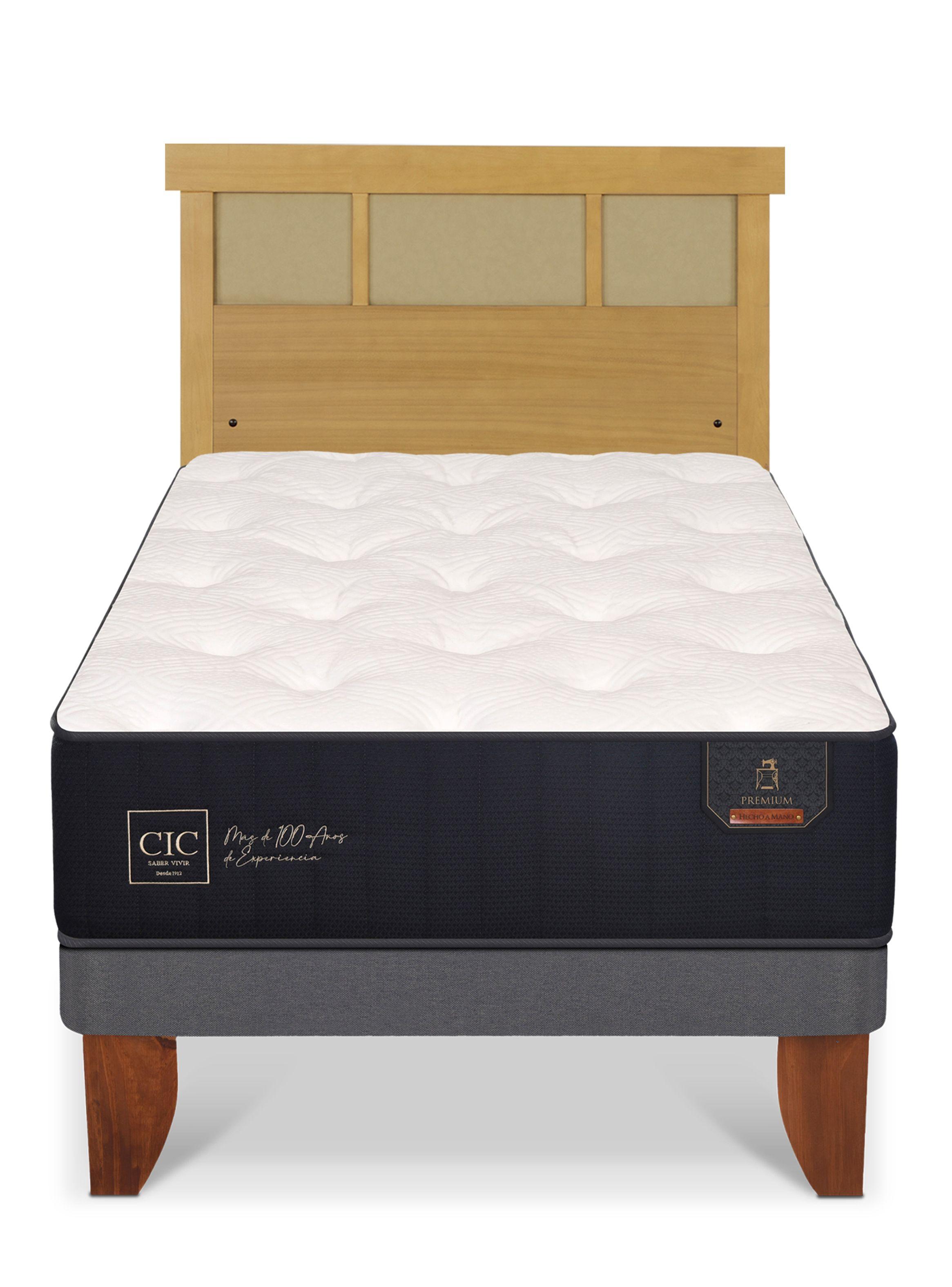 Cama Europea Premium 1.5 Plazas + Respaldo Dublín Mostaza-2