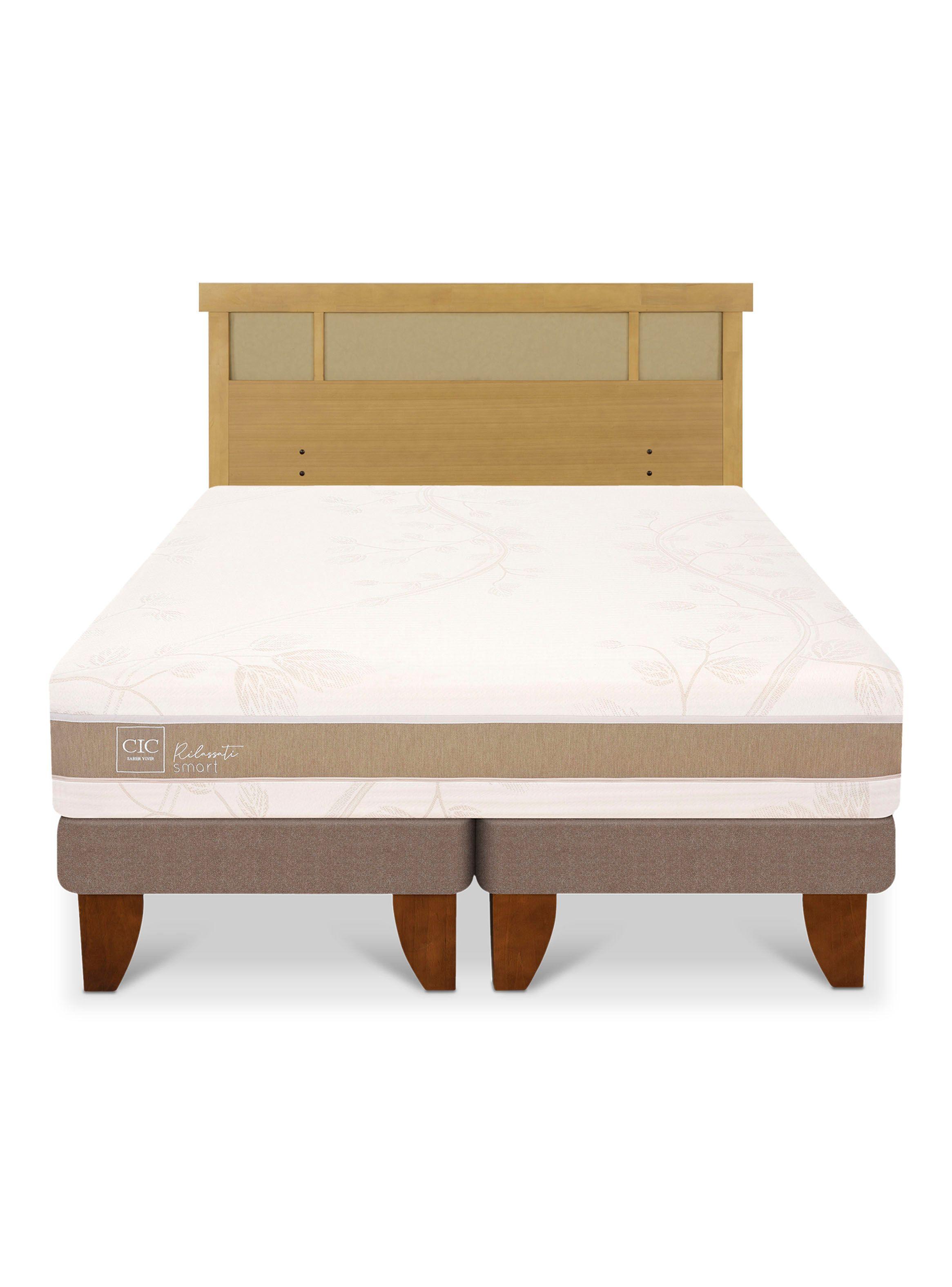 Cama Europea Rilassati Infinity 2 Plazas Base Dividida + Respaldo Dublin Mostaza-2