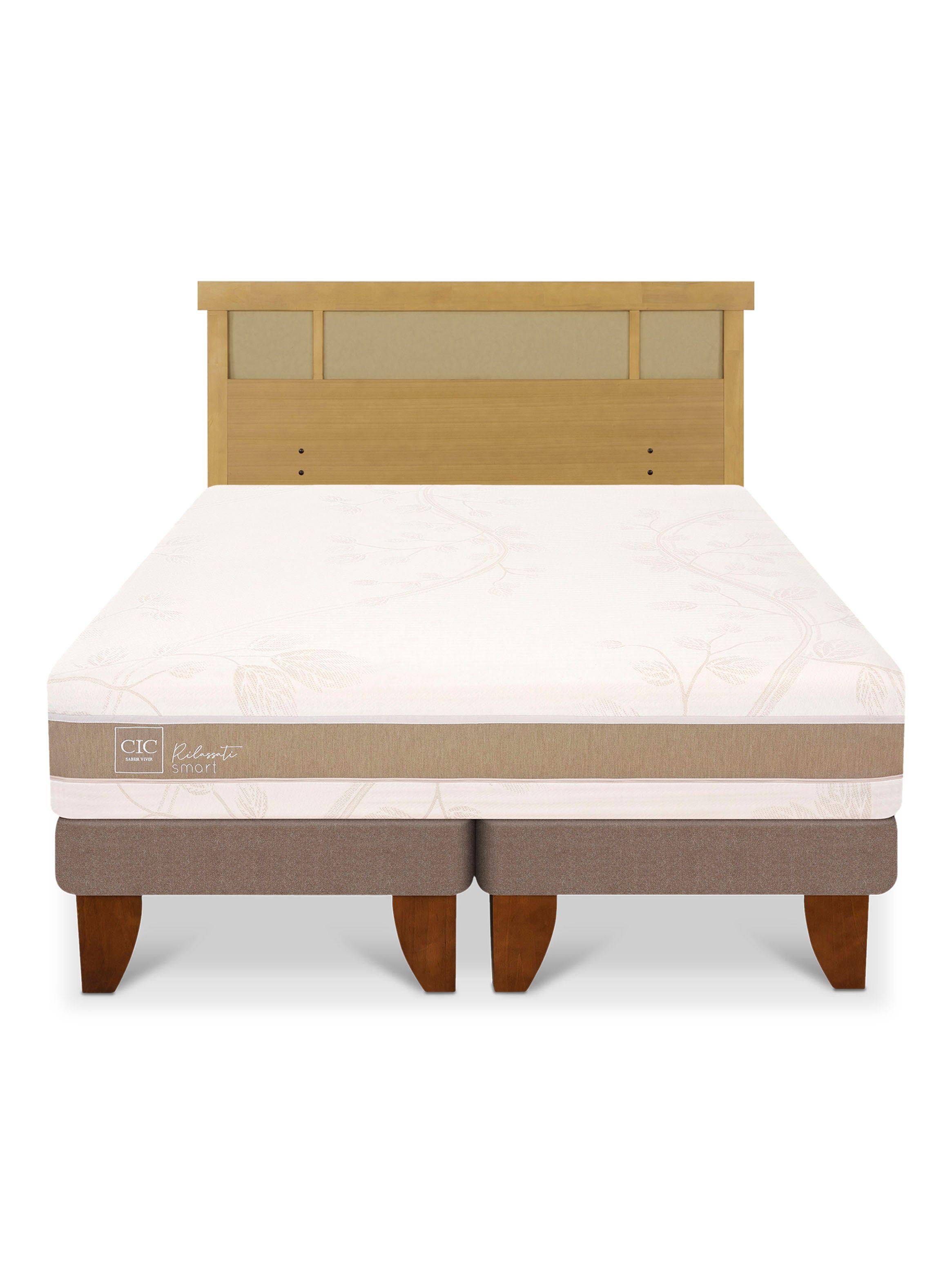 Cama Europea Rilassati Infinity King + Respaldo Dublin Mostaza-2