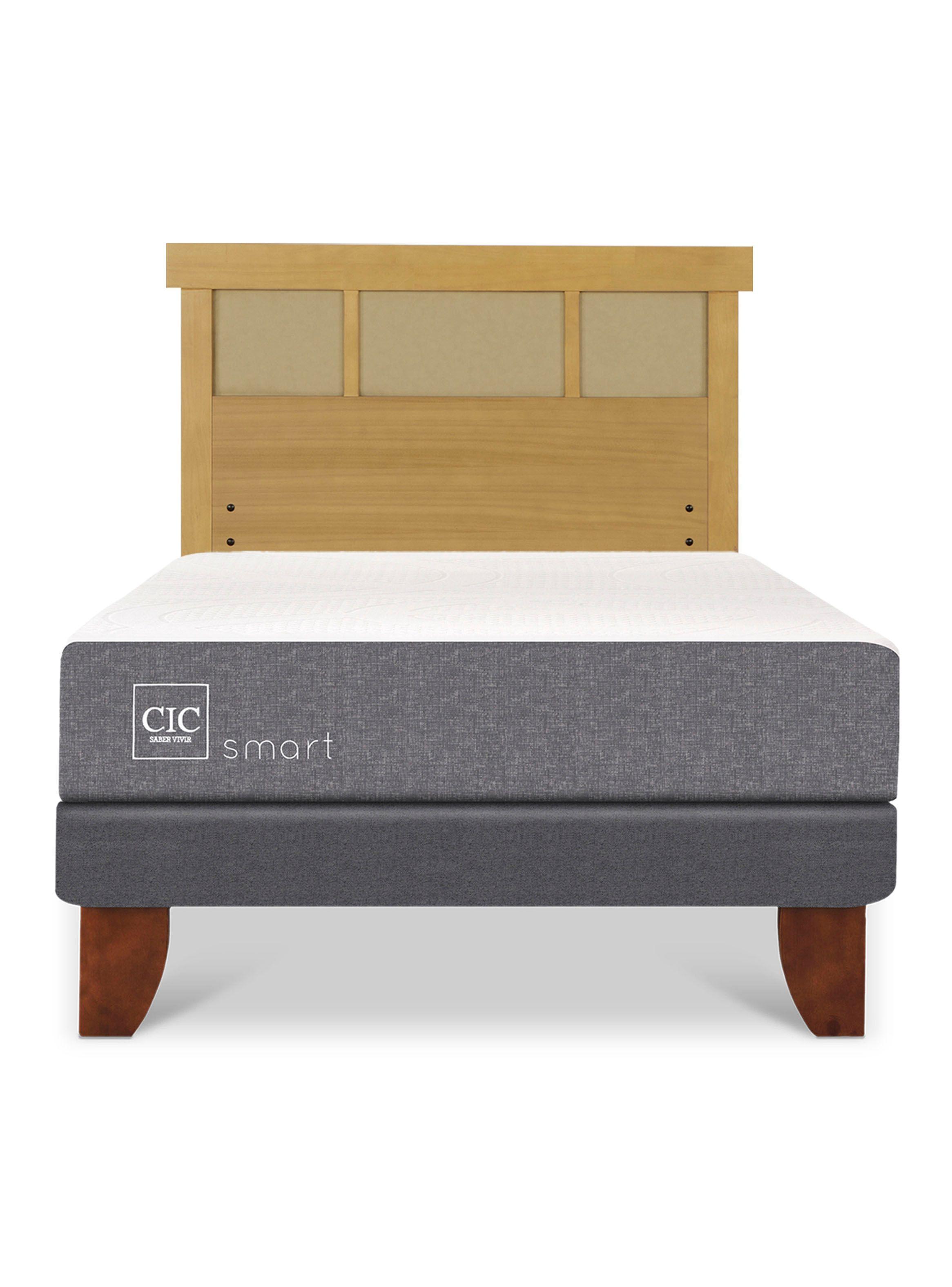 Cama Europea Smart 1.5 Plazas + Respaldo Dublín Mostaza-2