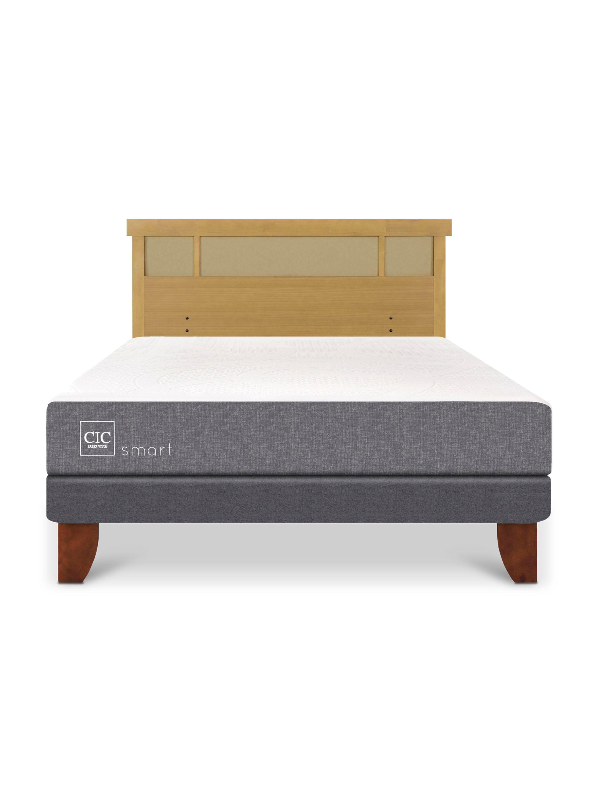 Cama Europea Smart 2 Plazas + Respaldo Dublín Mostaza-2