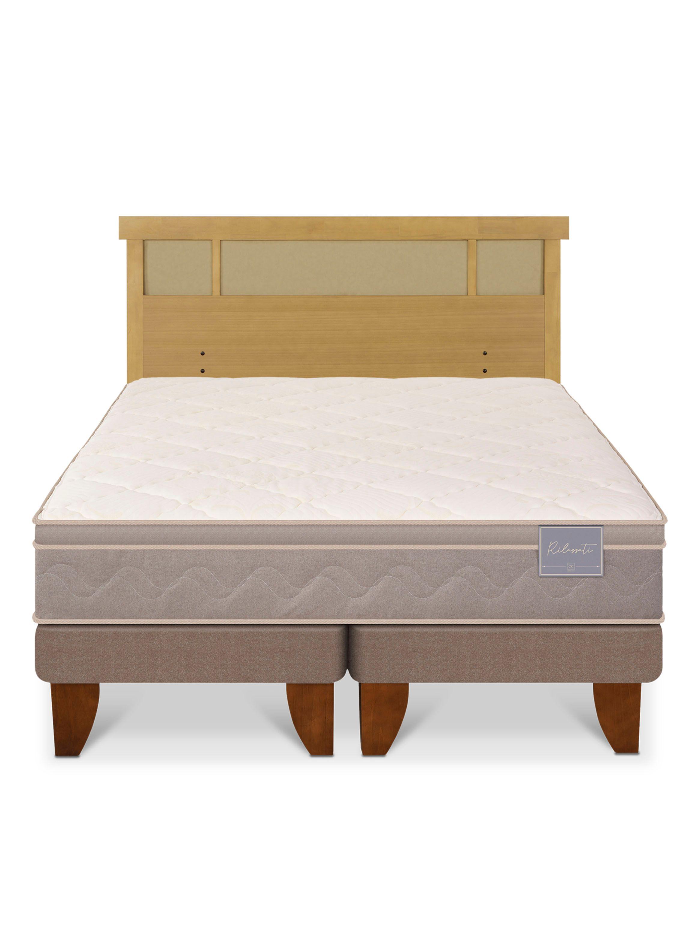 Cama Europea Rilassati 2 Plazas Base Dividida + Respaldo Dublín Mostaza-2