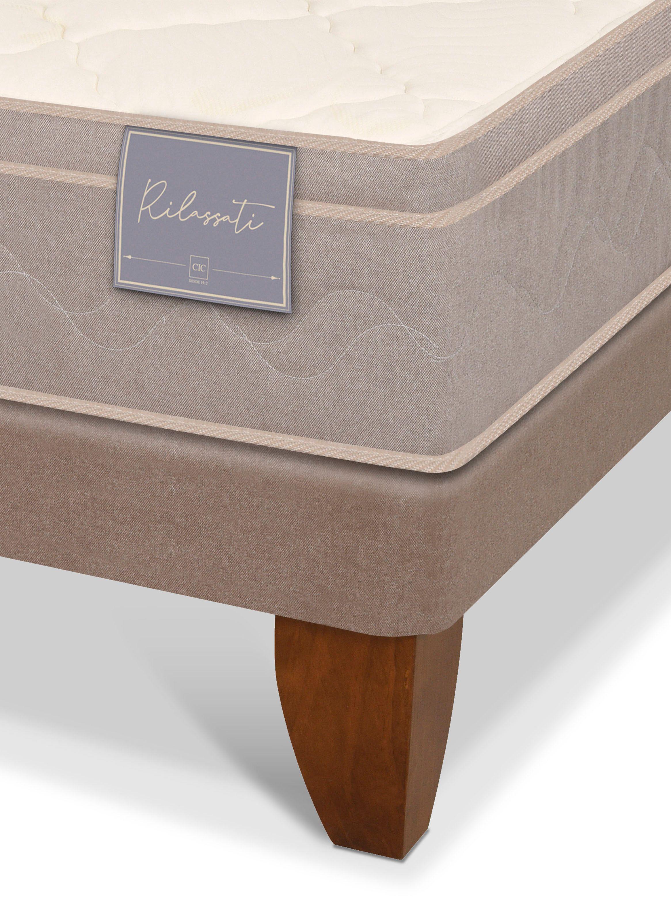 Cama Europea Rilassati 2 Plazas Base Dividida + Respaldo Dublín Mostaza-5