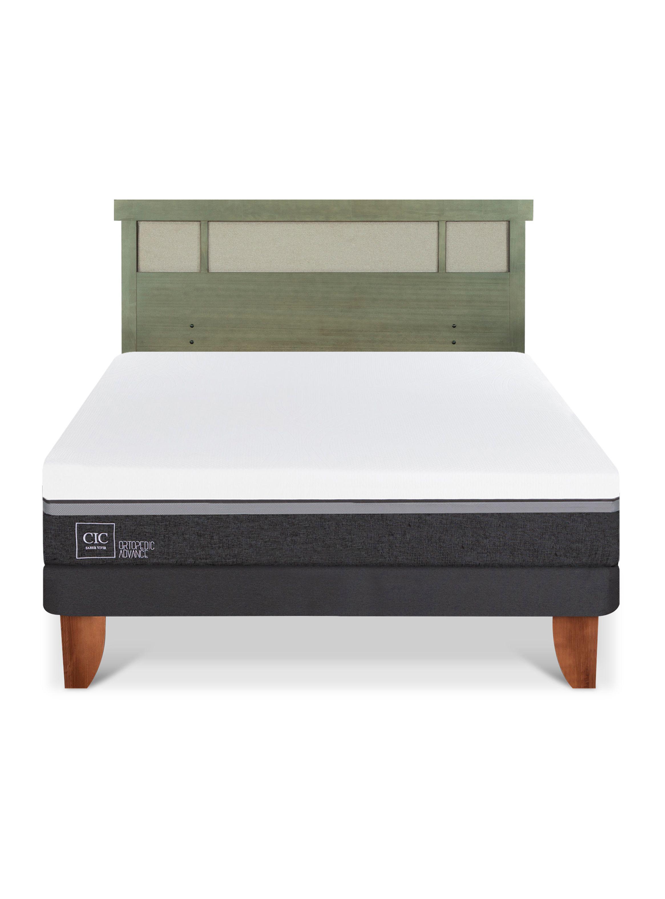 Cama Europea Ortopedic Advance 2 Plazas + Respaldo Dublín Olivo-2