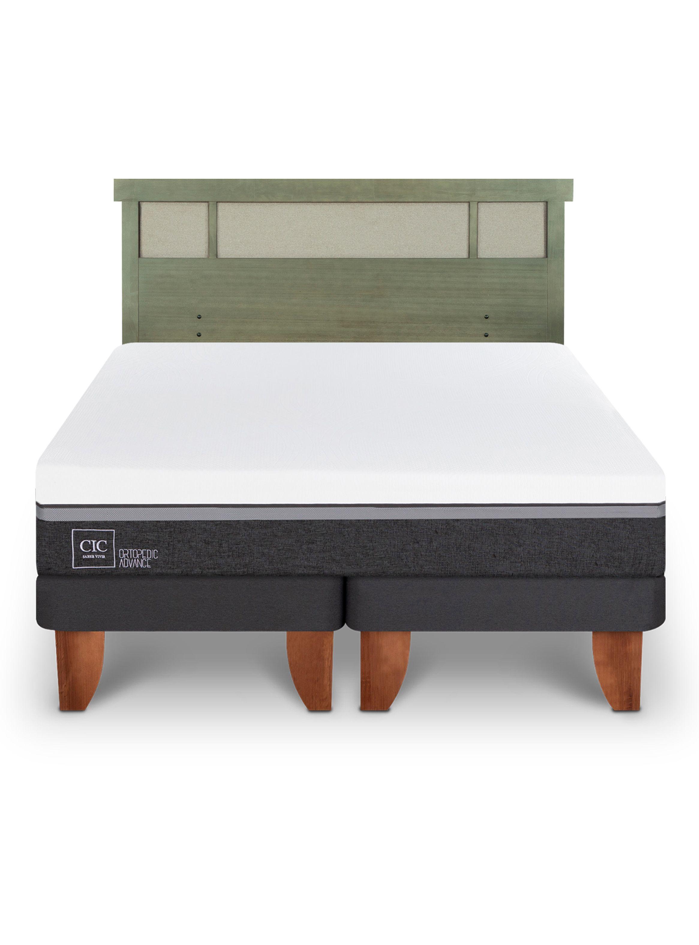 Cama Europea Ortopedic Advance 2 Plazas Base Dividida + Respaldo Dublín Olivo-2