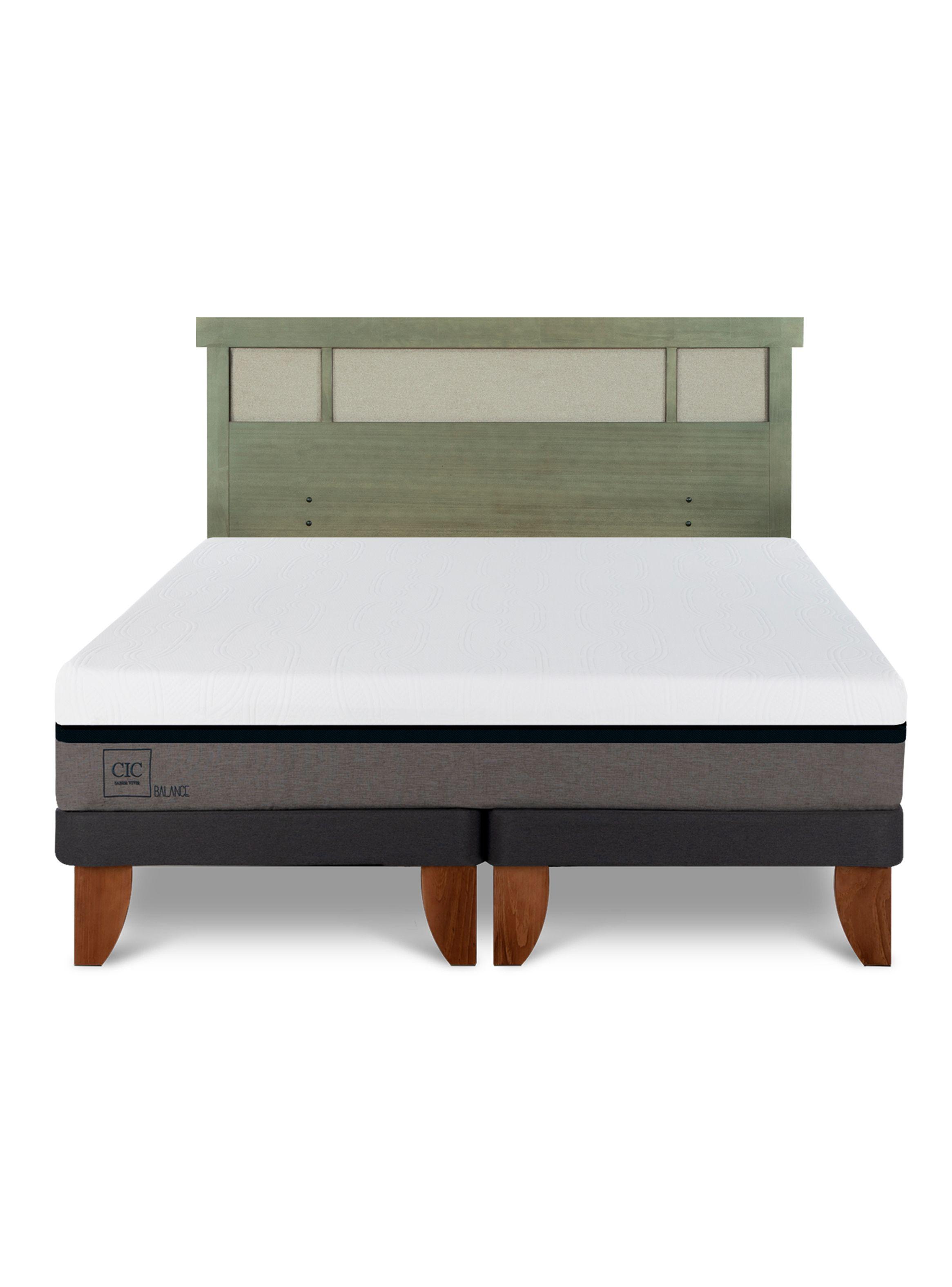 Cama Europea Balance King + Respaldo Dublín Olivo-2
