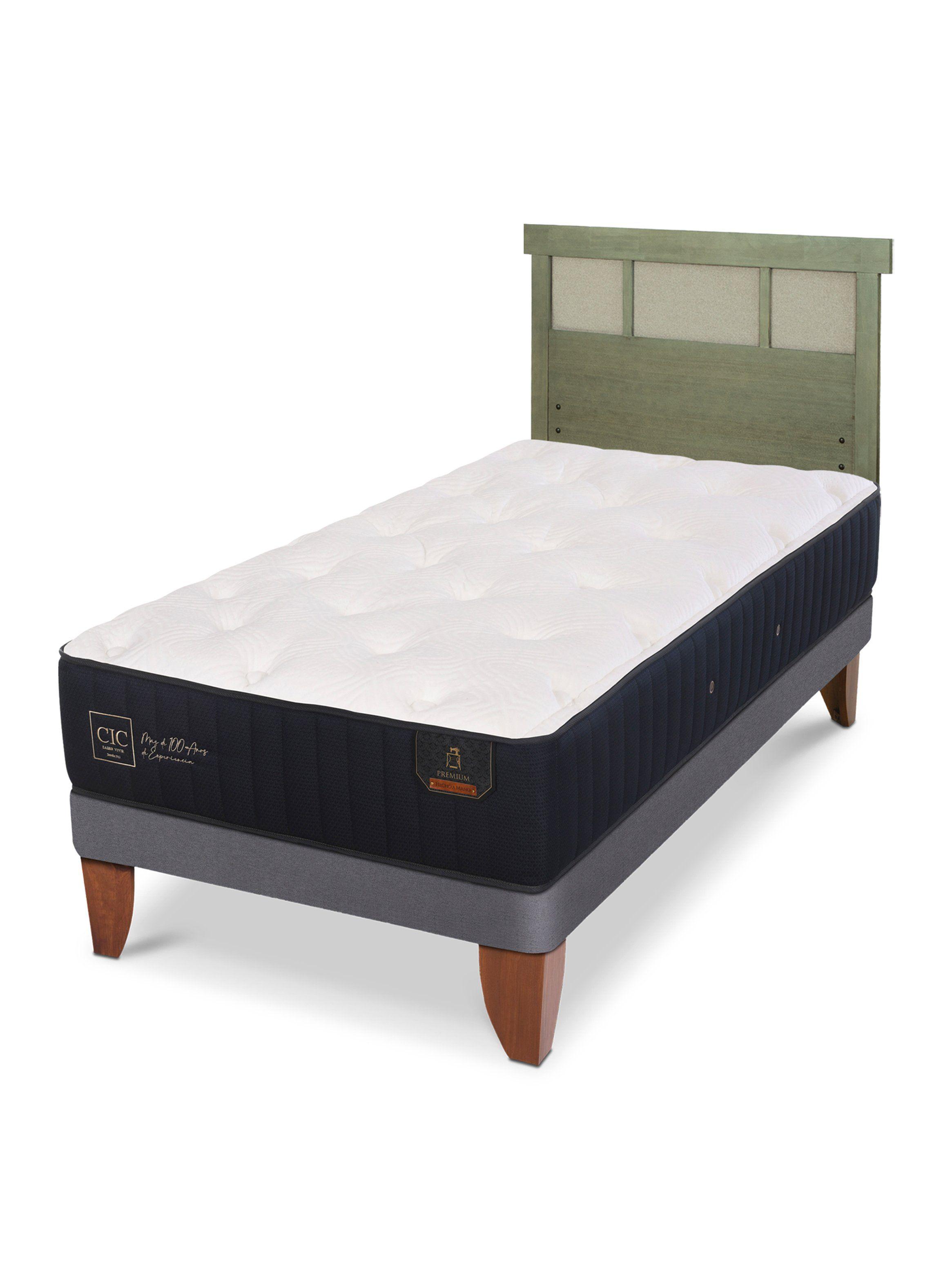 Cama Europea Premium 1.5 Plazas + Respaldo Dublín Olivo-0