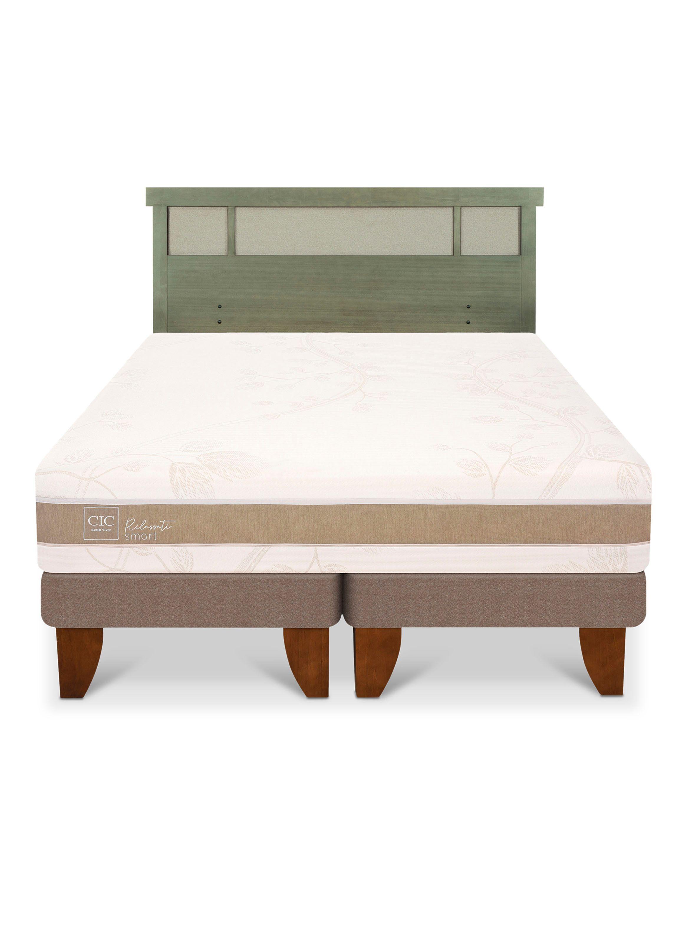 Cama Europea Rilassati Infinity 2 Plazas Base Dividida + Respaldo Dublin Olivo-2