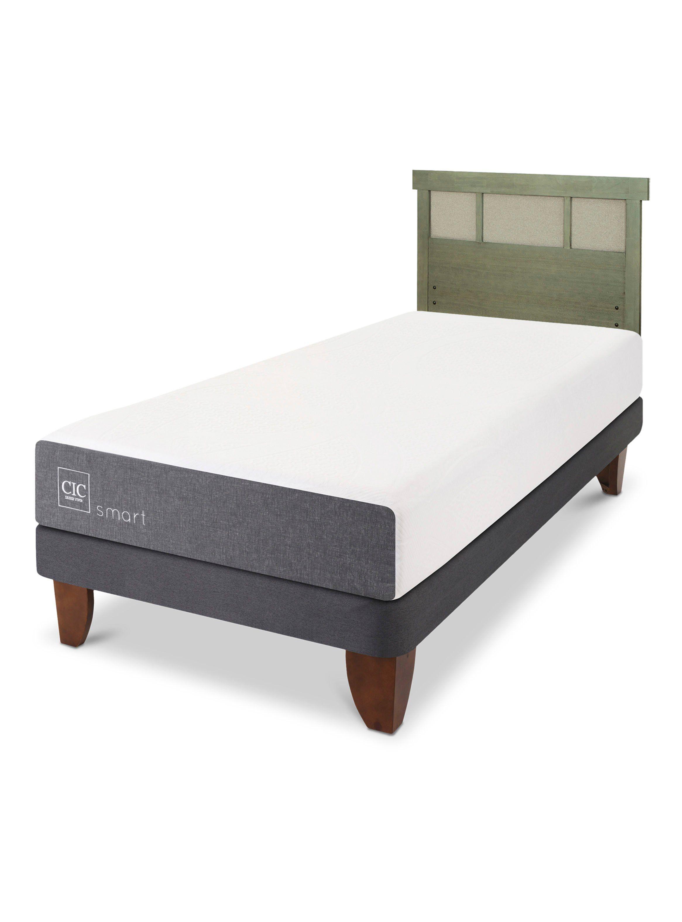 Cama Europea Smart 1.5 Plazas + Respaldo Dublín Olivo-0